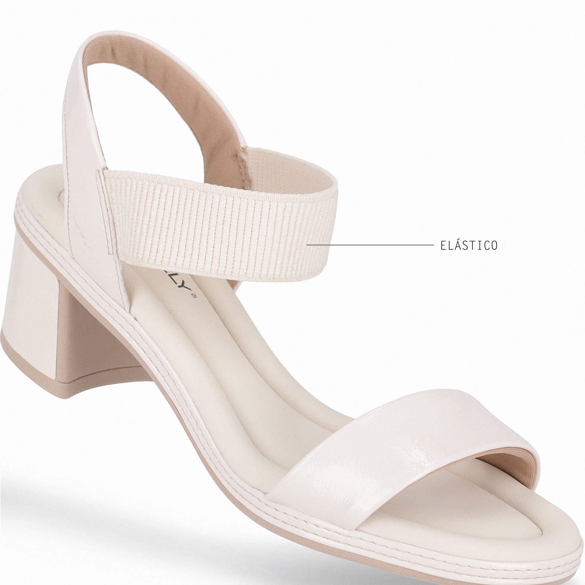Sandália Paola Salto Médio Off White Branco 4
