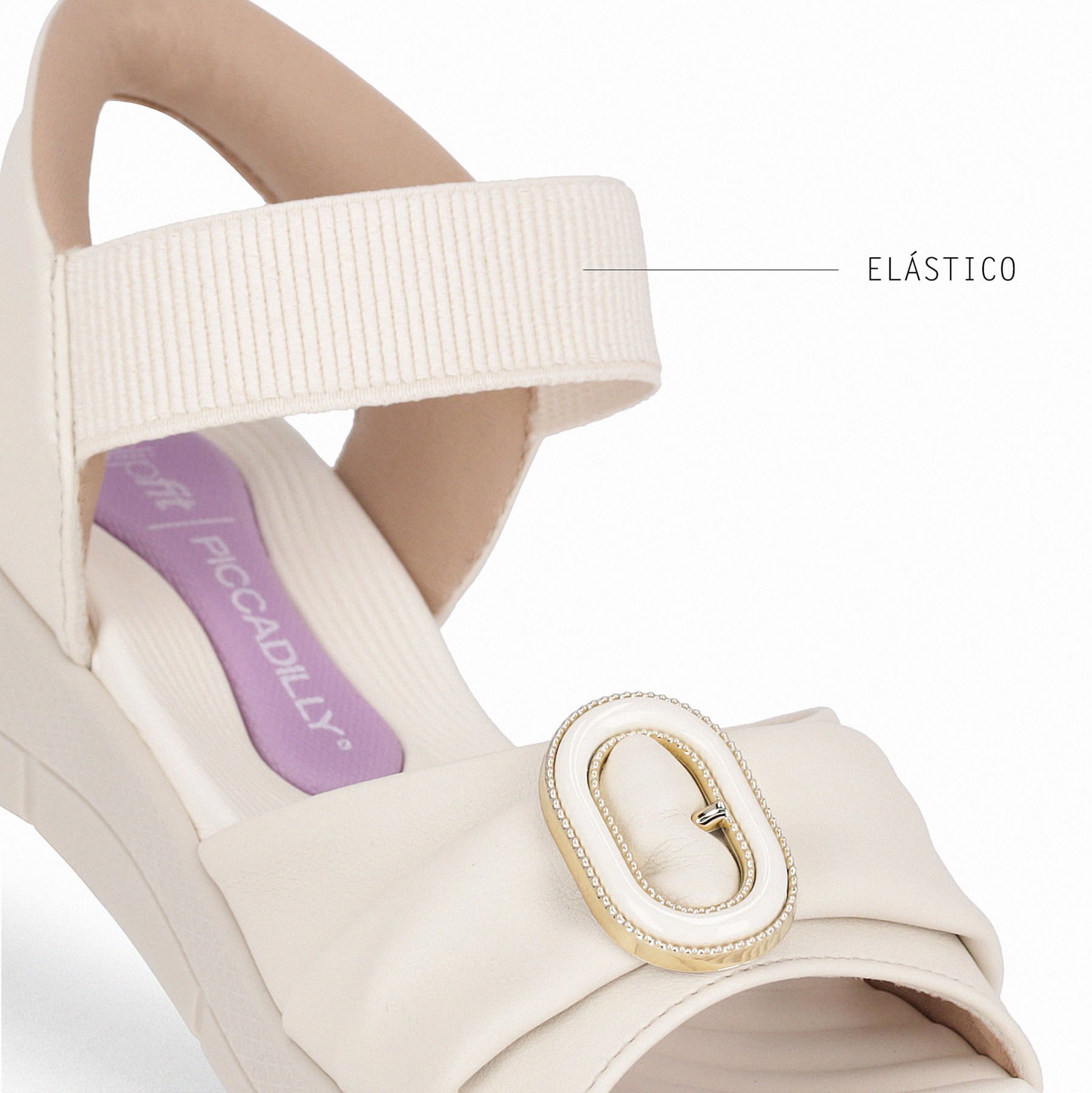 Papete SlipFit Anabela Médio Off White Branco 4