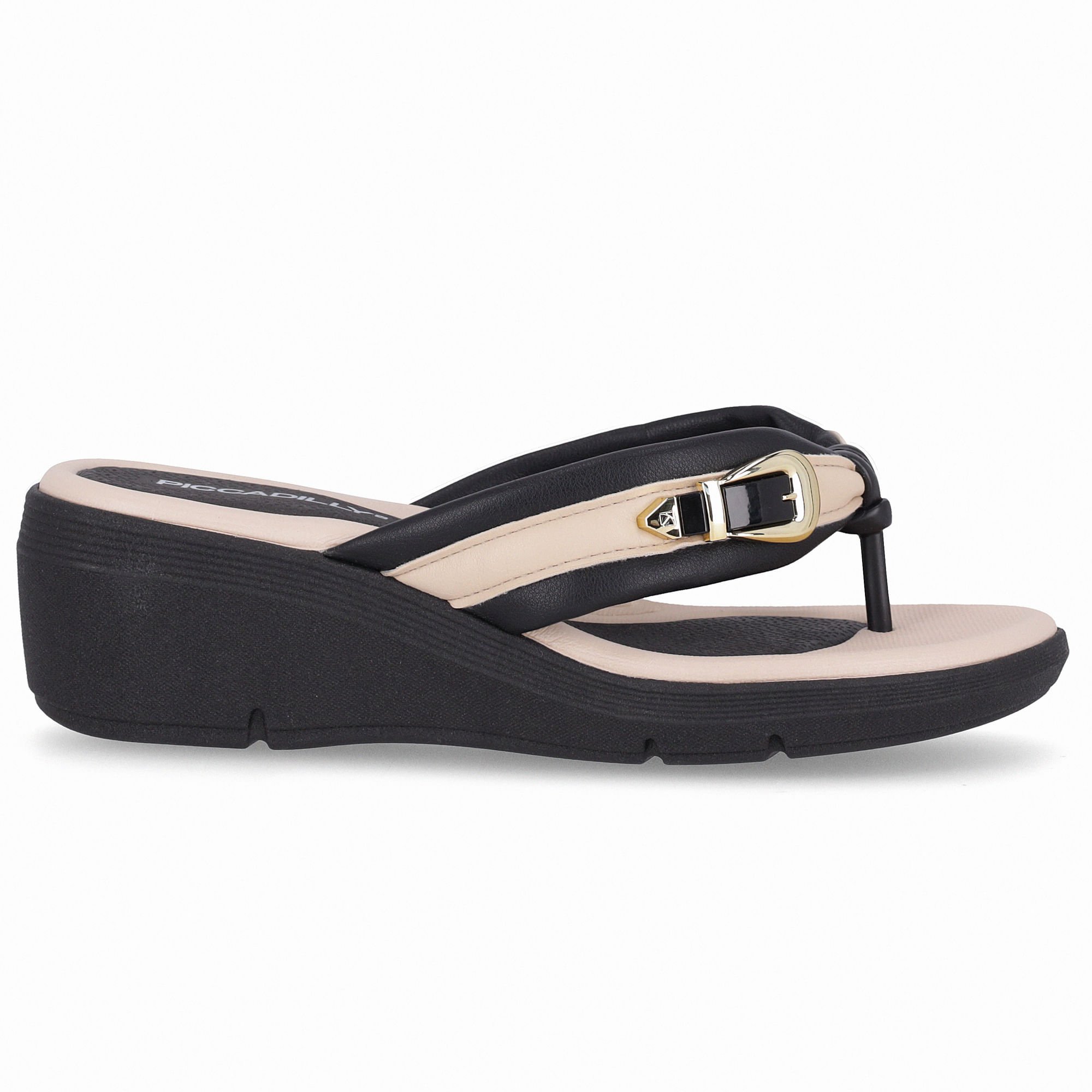 Chinelo Cecilia Anabela Médio Preto com Brule