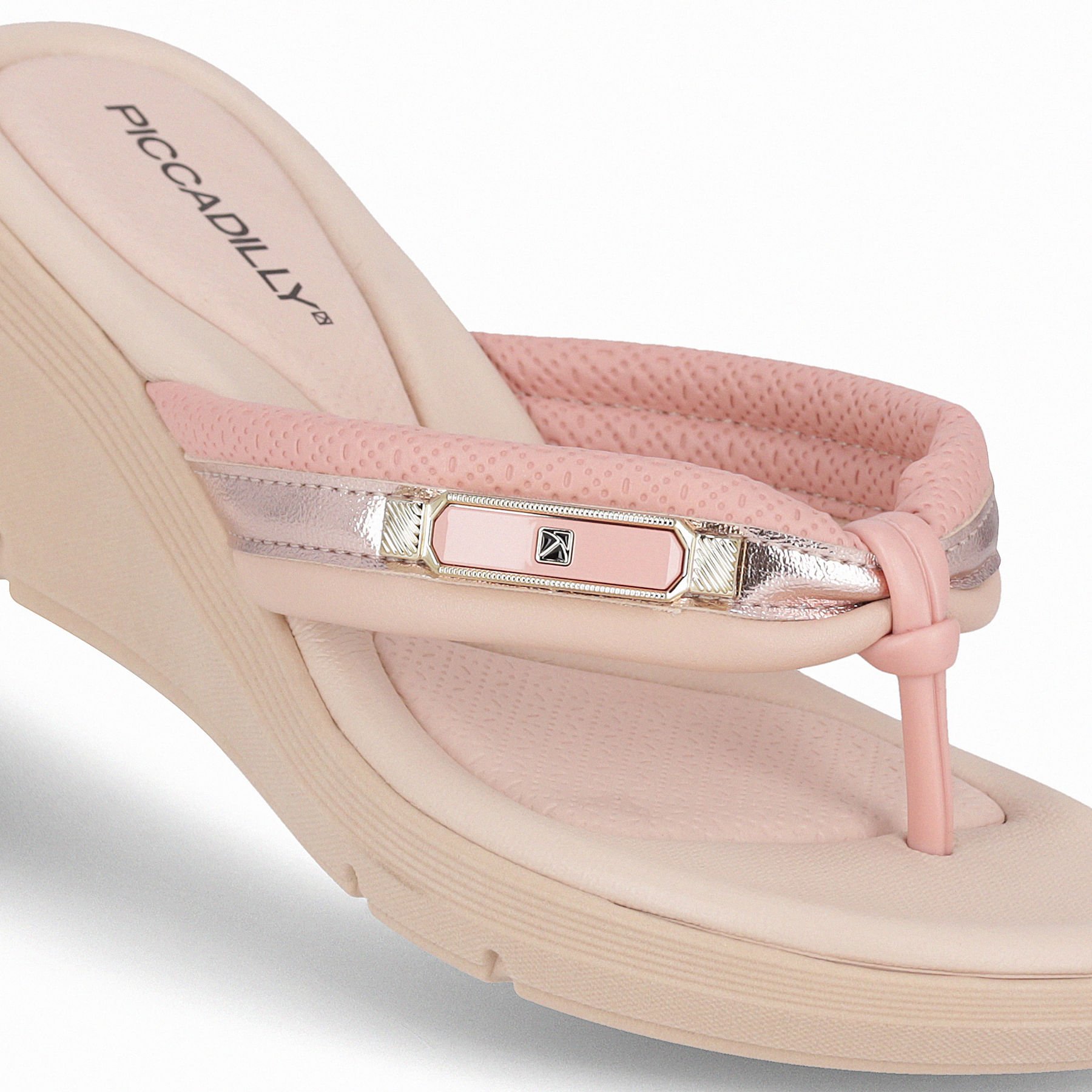 Chinelo Cecilia Anabela Médio Iogurte com Rose Rosa 2