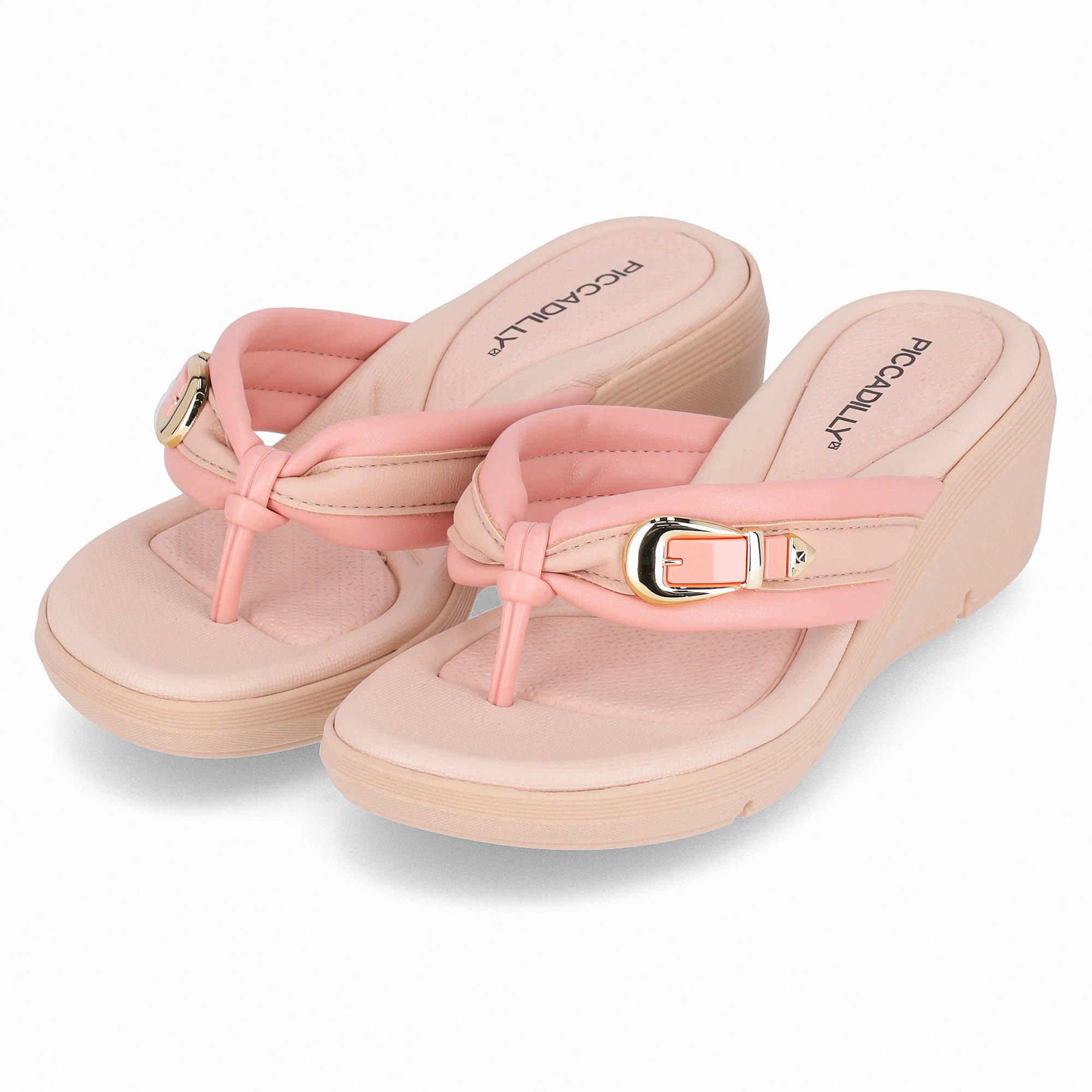 Chinelo Cecilia Anabela Médio Iogurte com Rose Rosa 2
