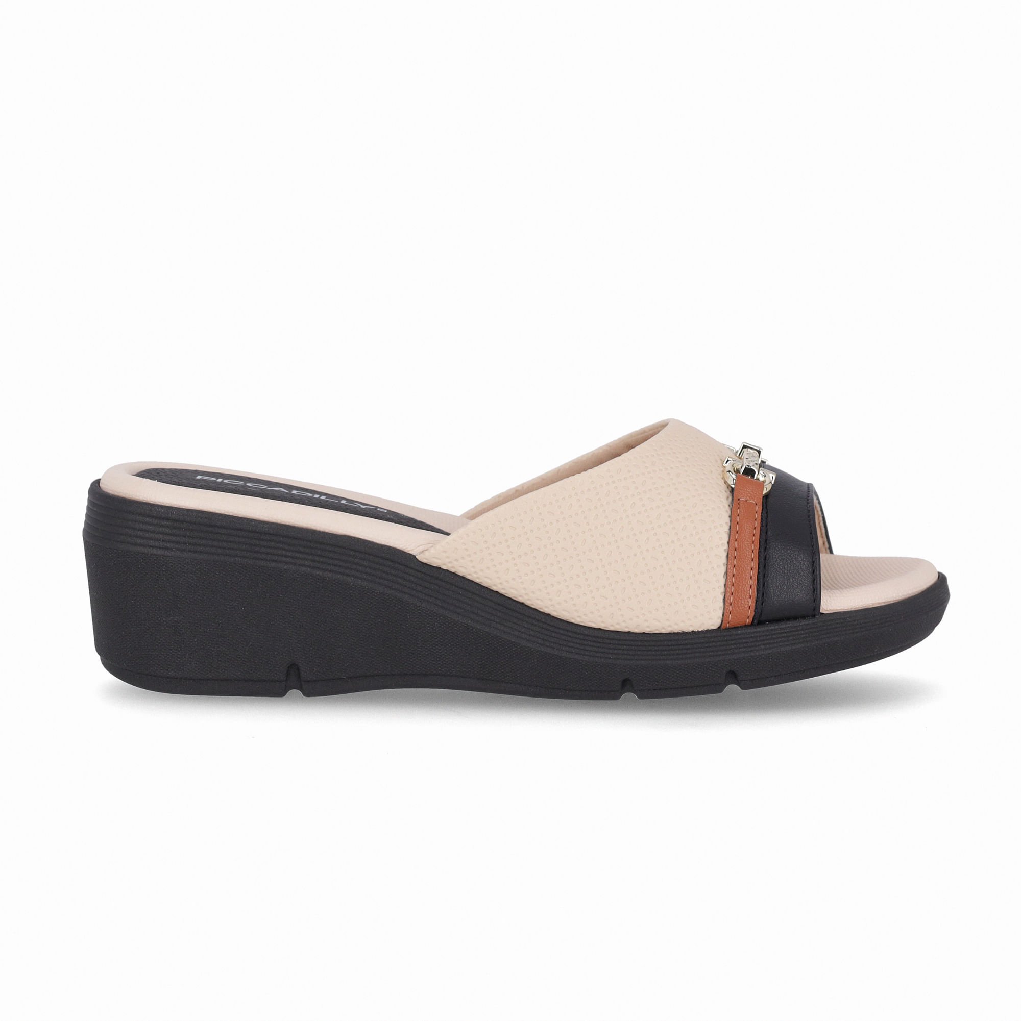 Tamanco Cecilia Anabela Médio Brule com Preto