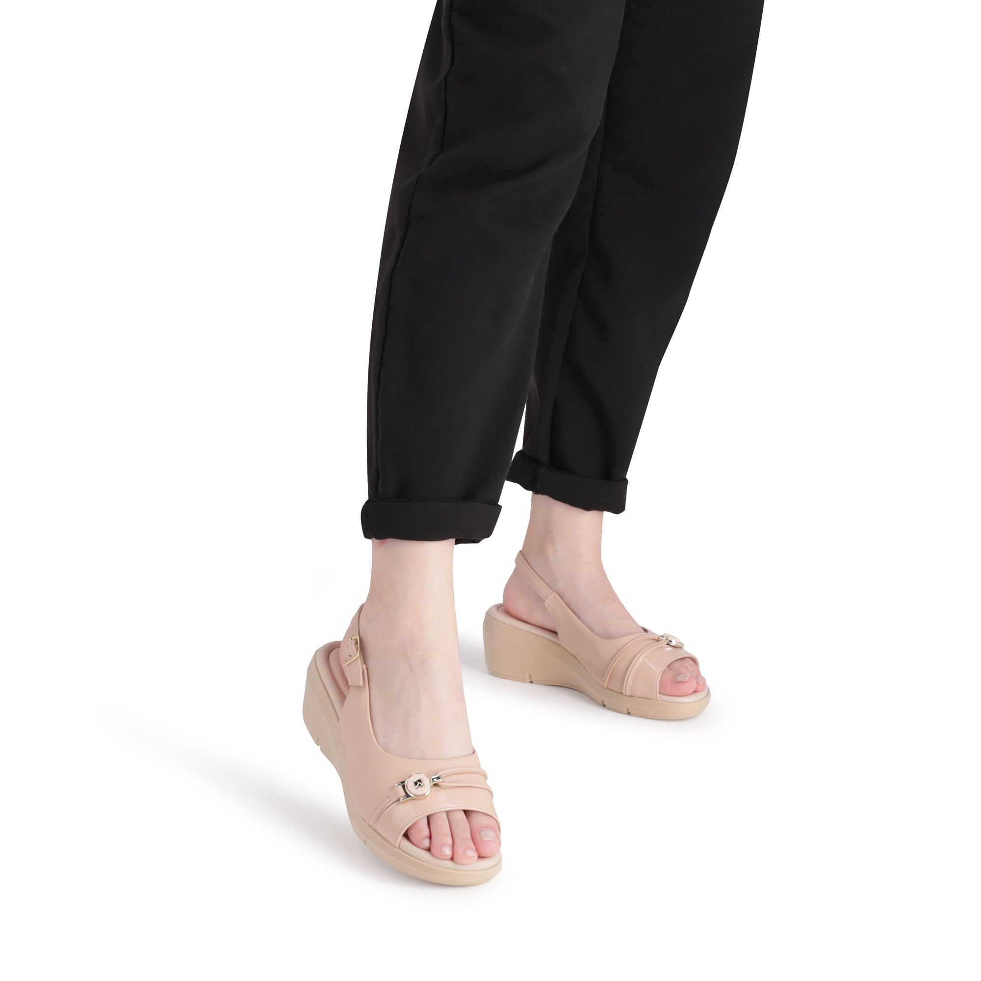 Sandália Slingback Cecilia Anabela Médio Rose Rosa 3