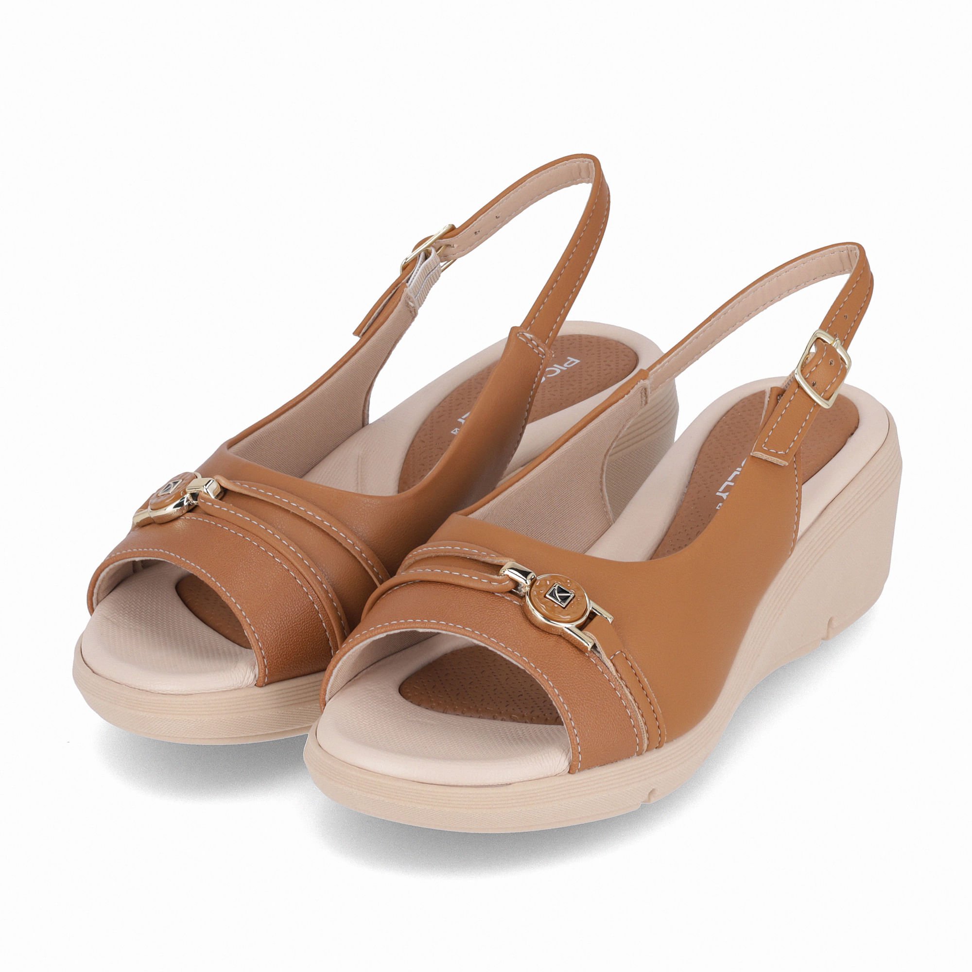 Sandália Slingback Cecilia Anabela Médio Mascavo Marrom 2