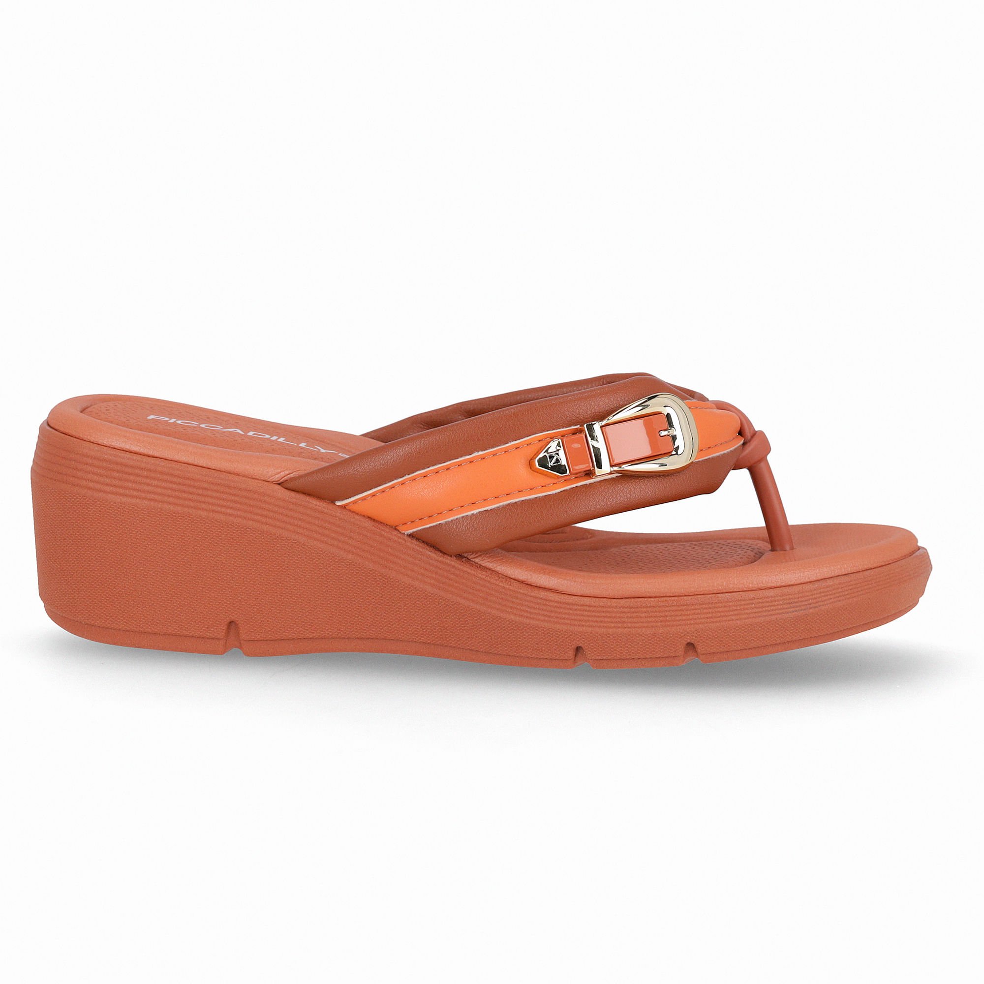 Chinelo Cecilia Anabela Médio Ocre com Laranja