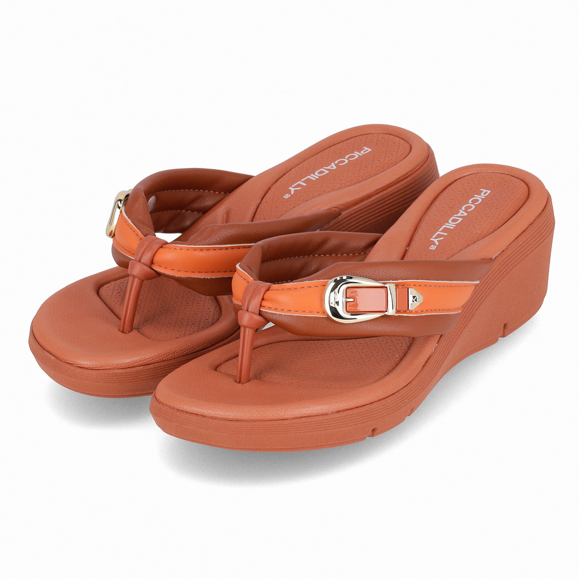 Chinelo Cecilia Anabela Médio Ocre com Laranja Laranja 2