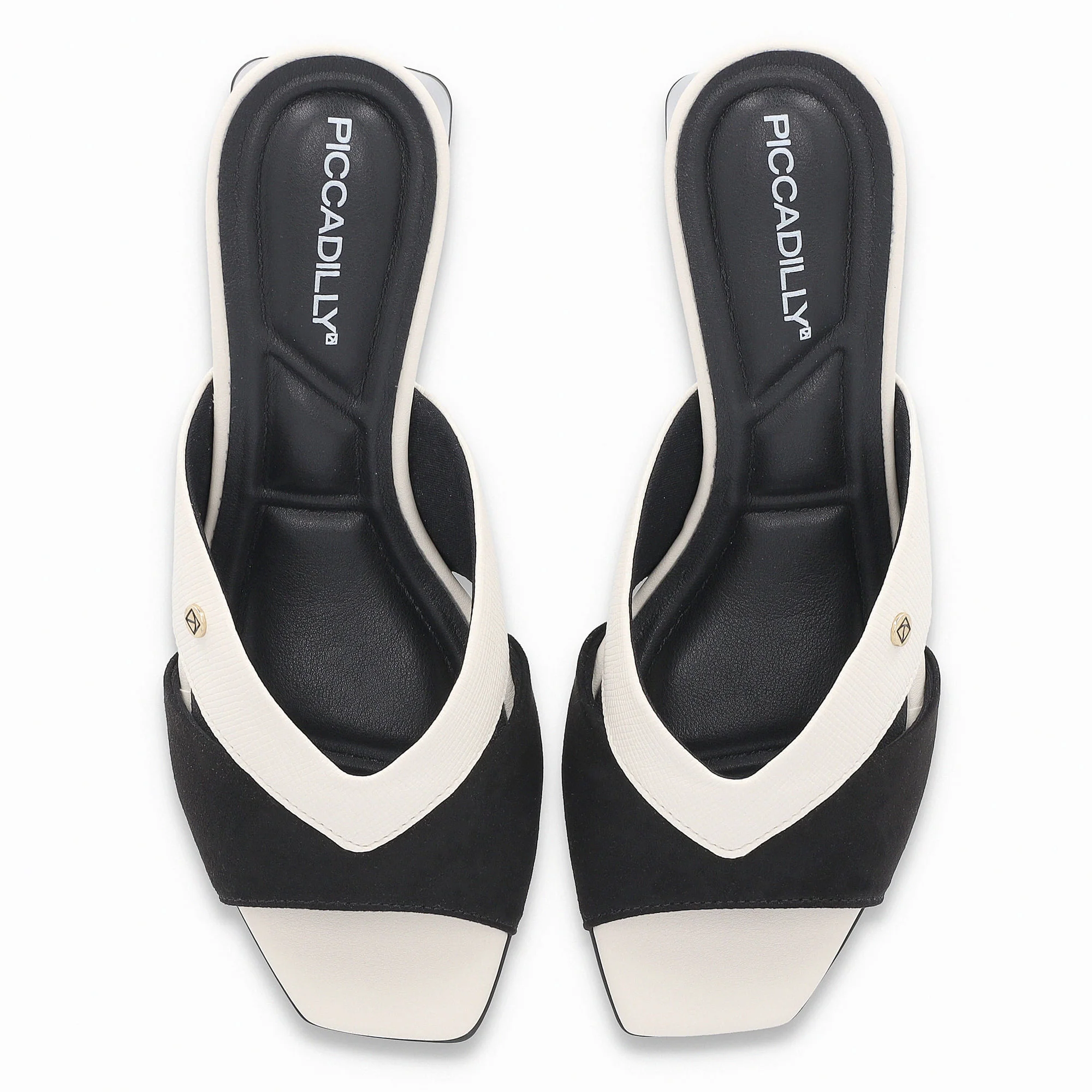 Tamanco Renee Salto Médio Off White com Preto Preto/Branco 5