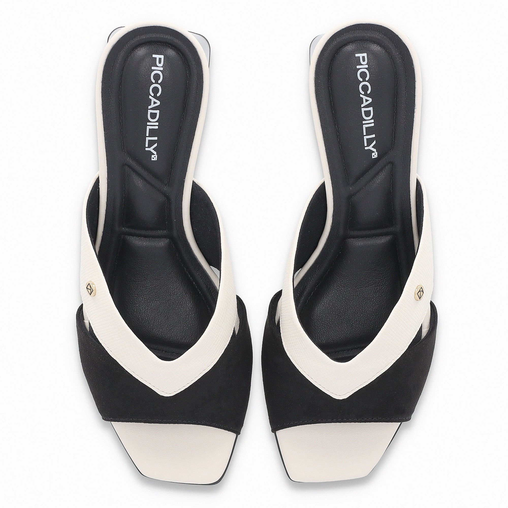 Tamanco Renee Salto Médio Off White com Preto Preto/Branco 5