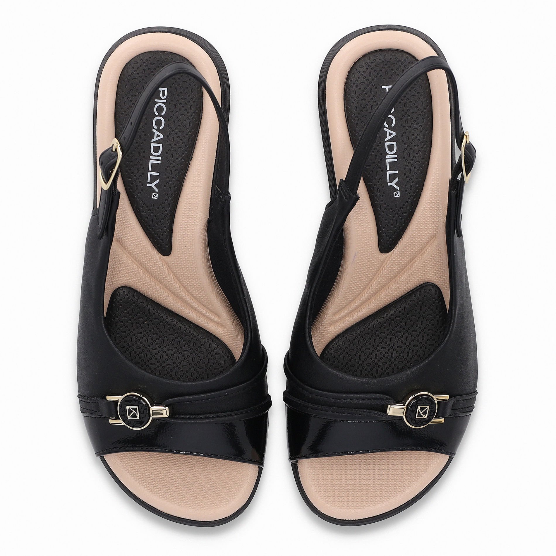 Sandália Slingback Cecilia Anabela Médio Preto Preto 5