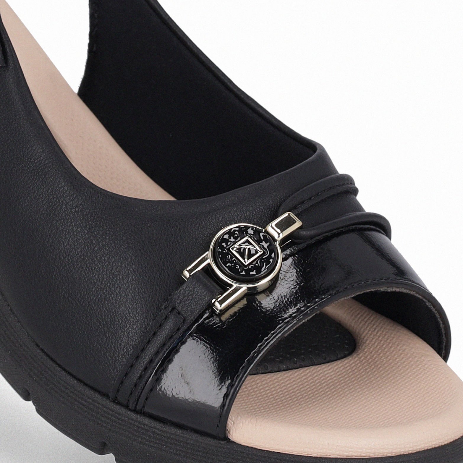 Sandália Slingback Cecilia Anabela Médio Preto Preto 4