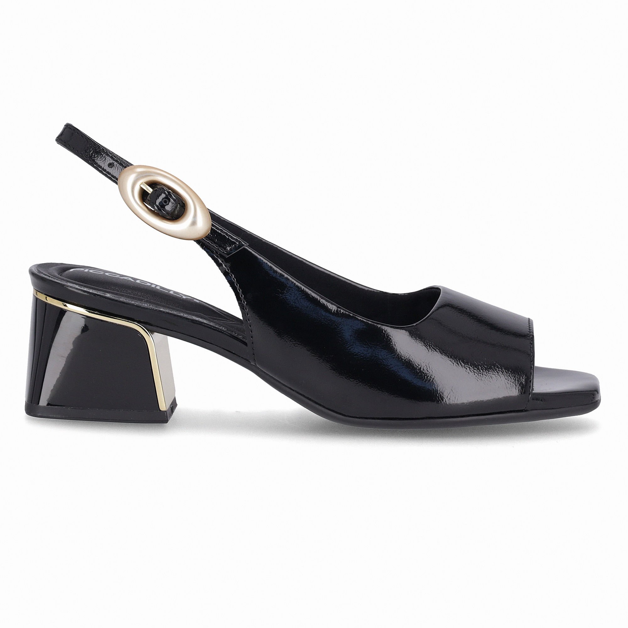 Sandália Slingback Renee Salto Médio Preto