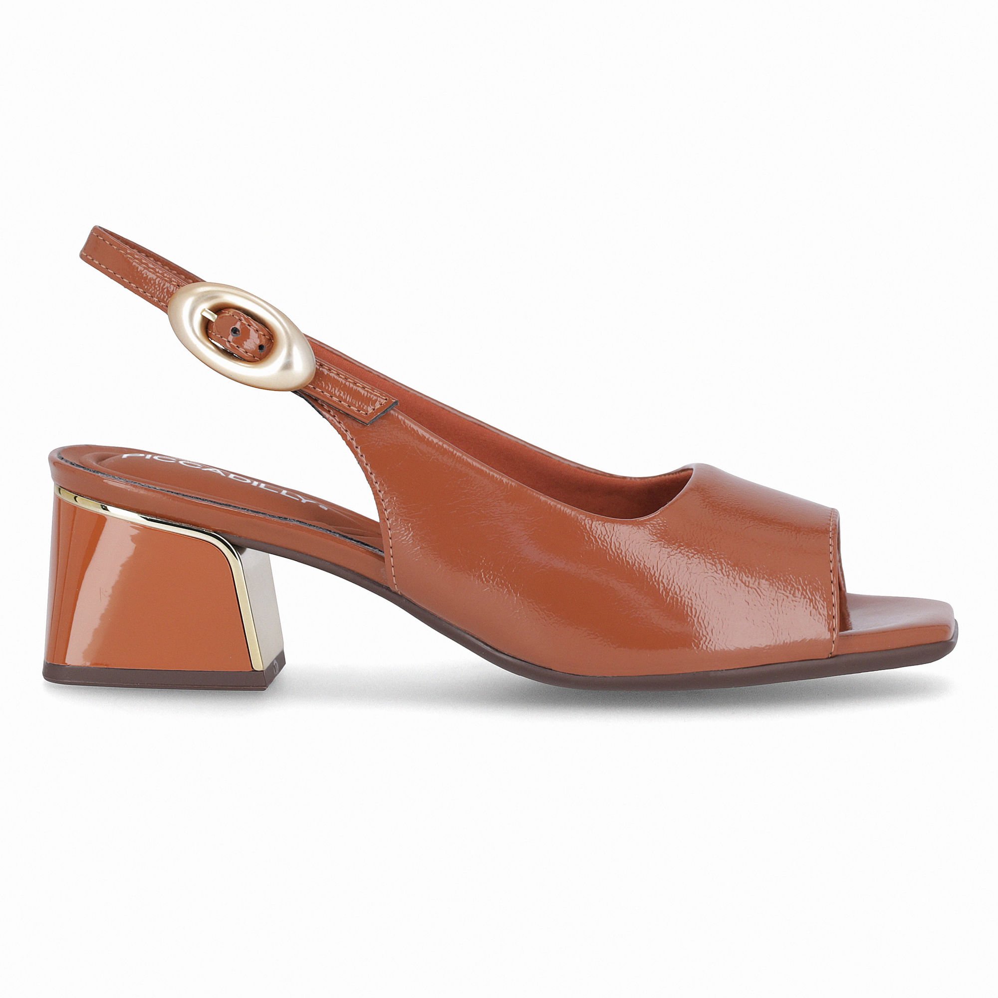 Sandália Slingback Renee Salto Médio Ocre