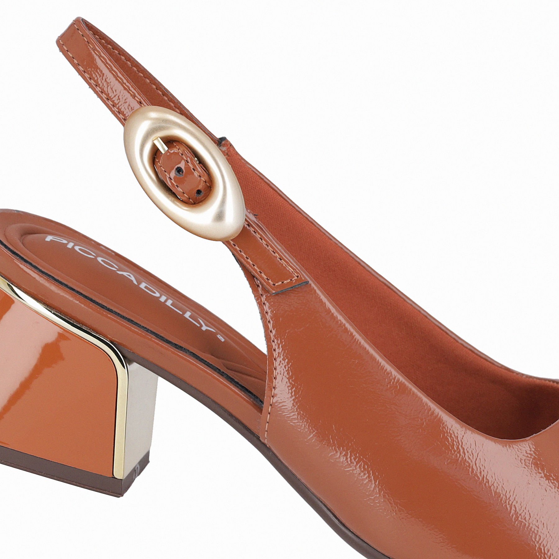 Sandália Slingback Renee Salto Médio Ocre Marrom 4