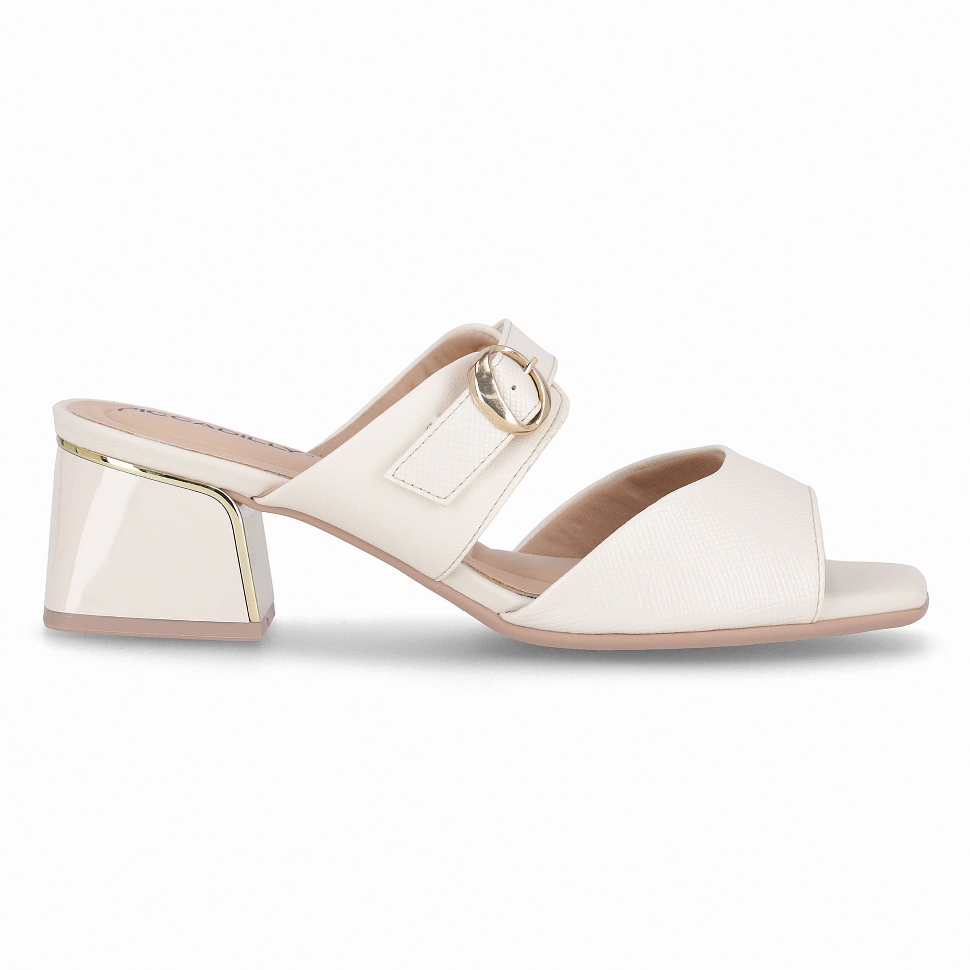 Tamanco Renee Salto Médio Off White