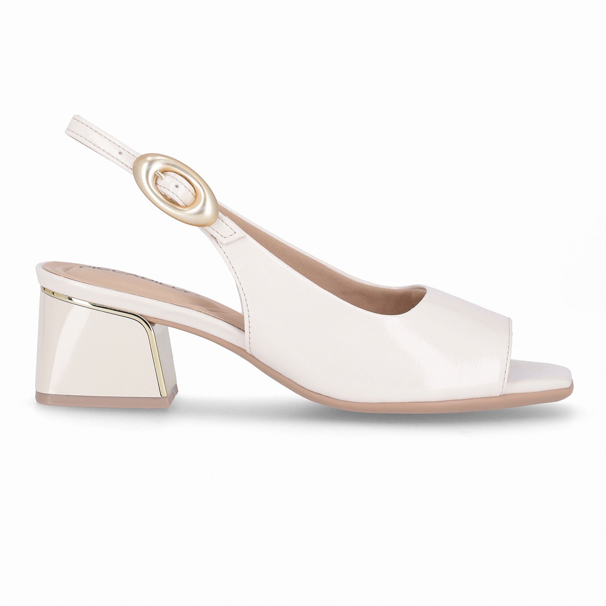 Sandália Slingback Renee Salto Médio Off White Branco 1