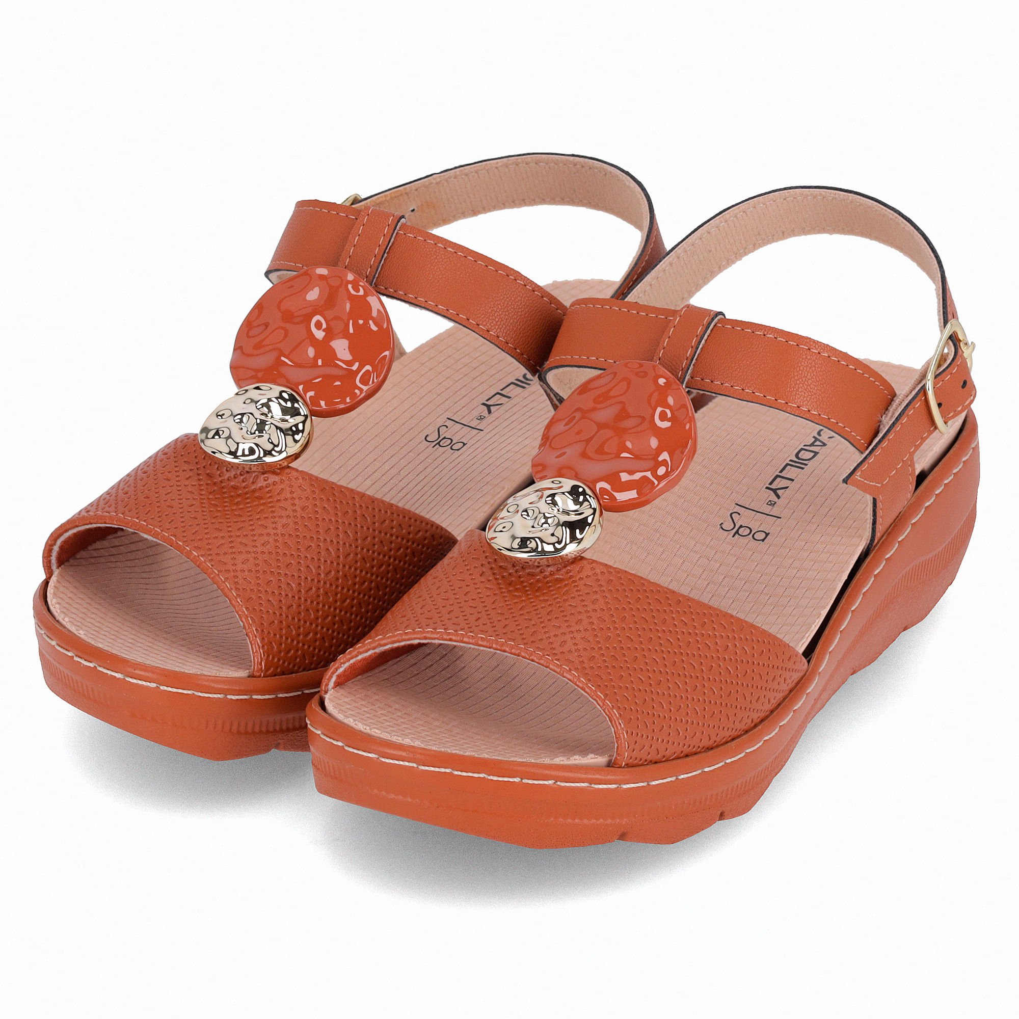 Sandália Spa Anabela Médio Ocre Marrom 2