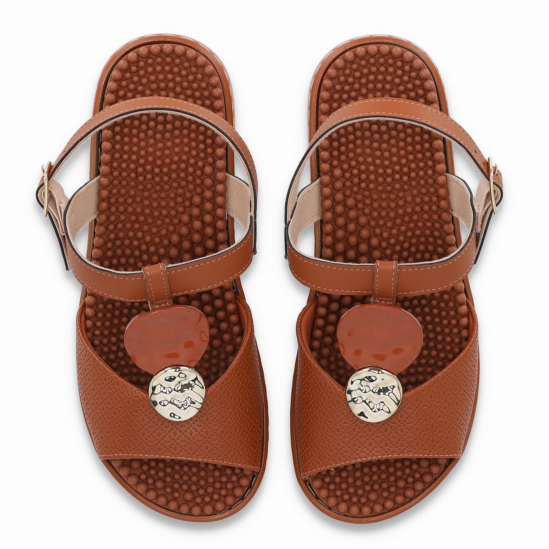 Sandália Spa Anabela Médio Ocre Marrom 5