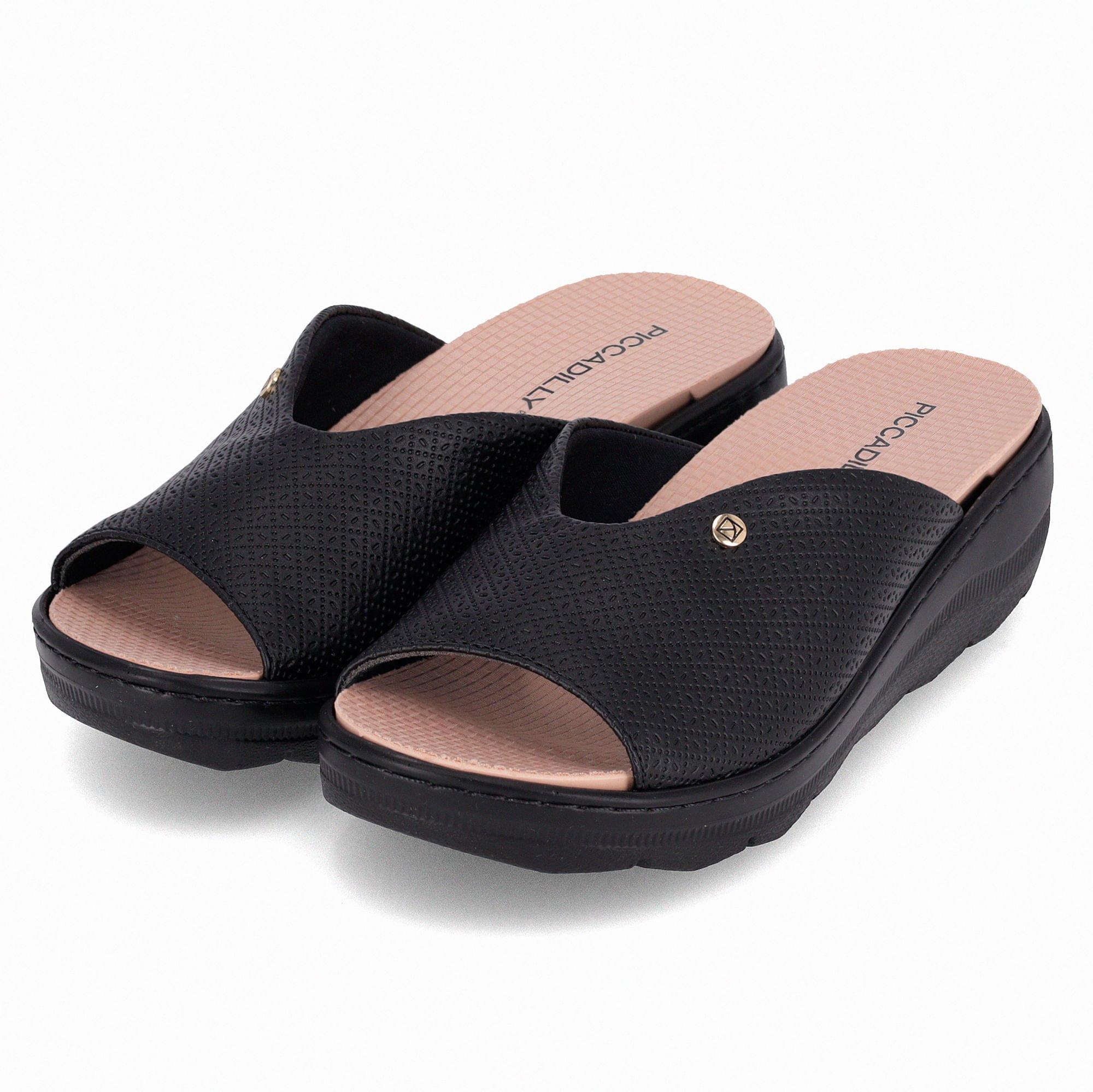 Tamanco Spa Anabela Médio Preto Preto 2