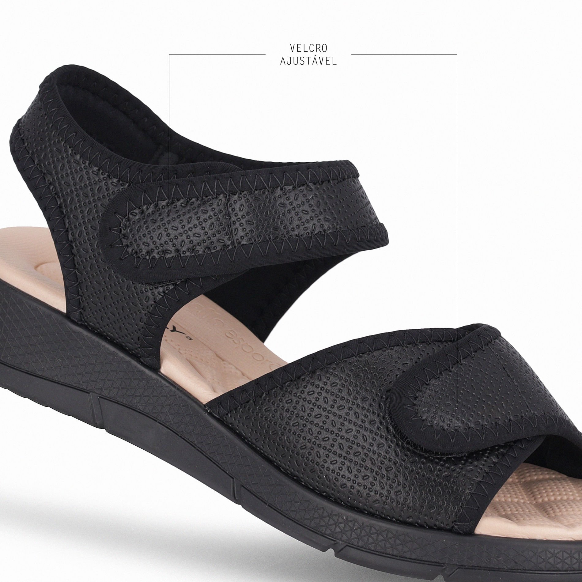 Papete Esporão Anabela Médio Preto Preto 3