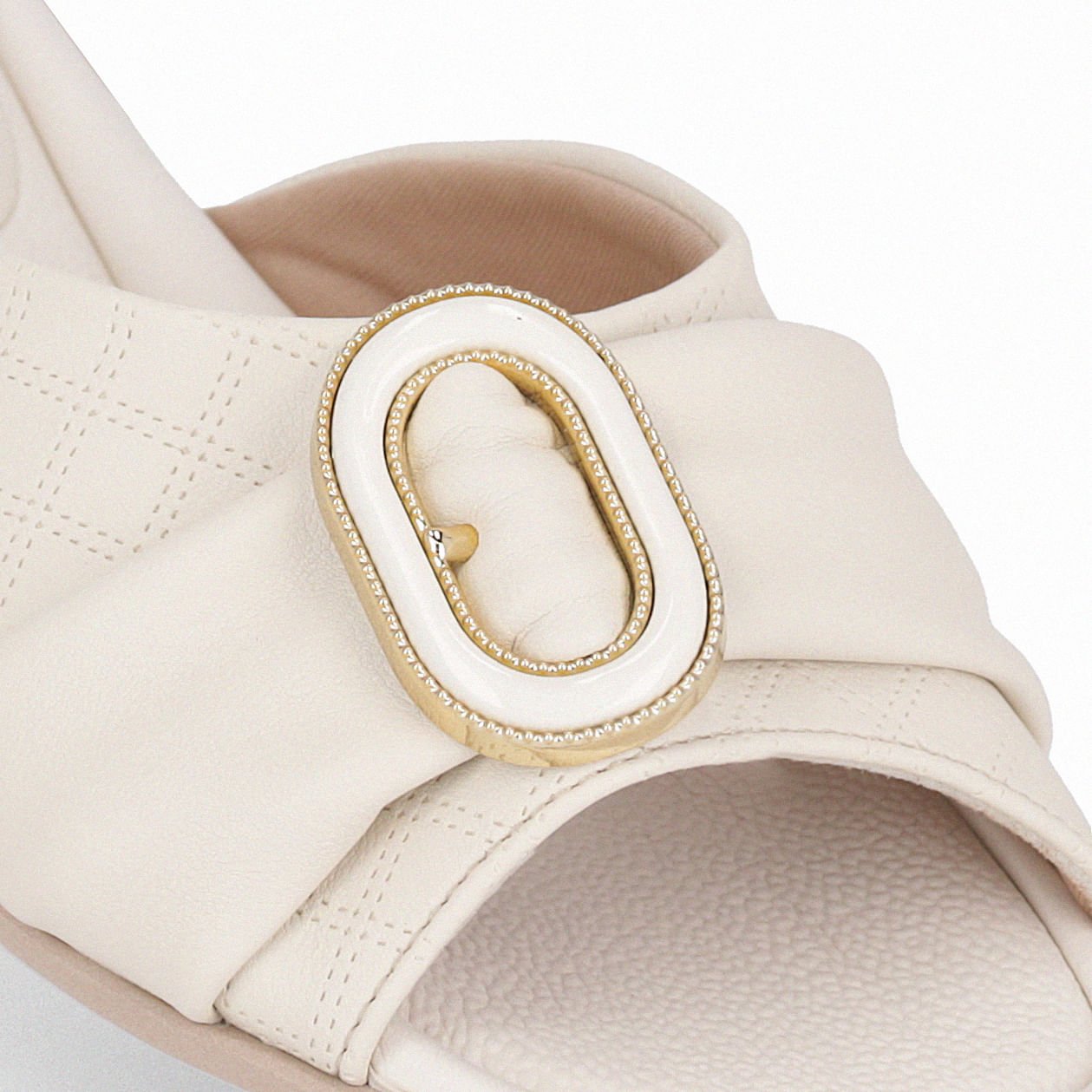 Tamanco Taila Salto Baixo Off White Bege 3