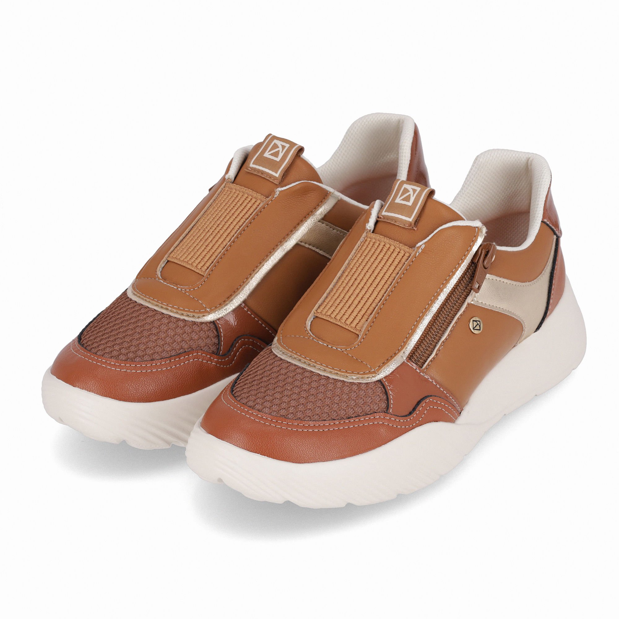 Tênis Fascite Anabela Médio Mascavo com Ocre Marrom 2