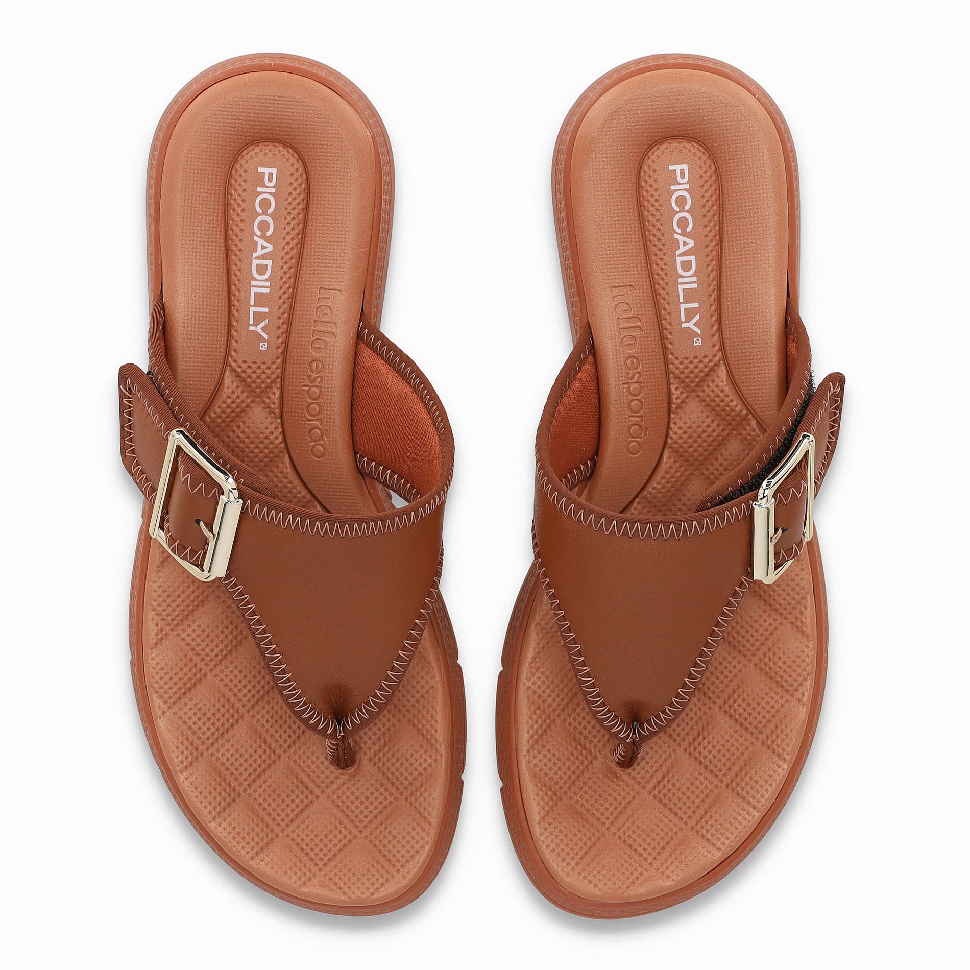 Chinelo Esporão Anabela Médio Ocre com Pinhao Marrom 2