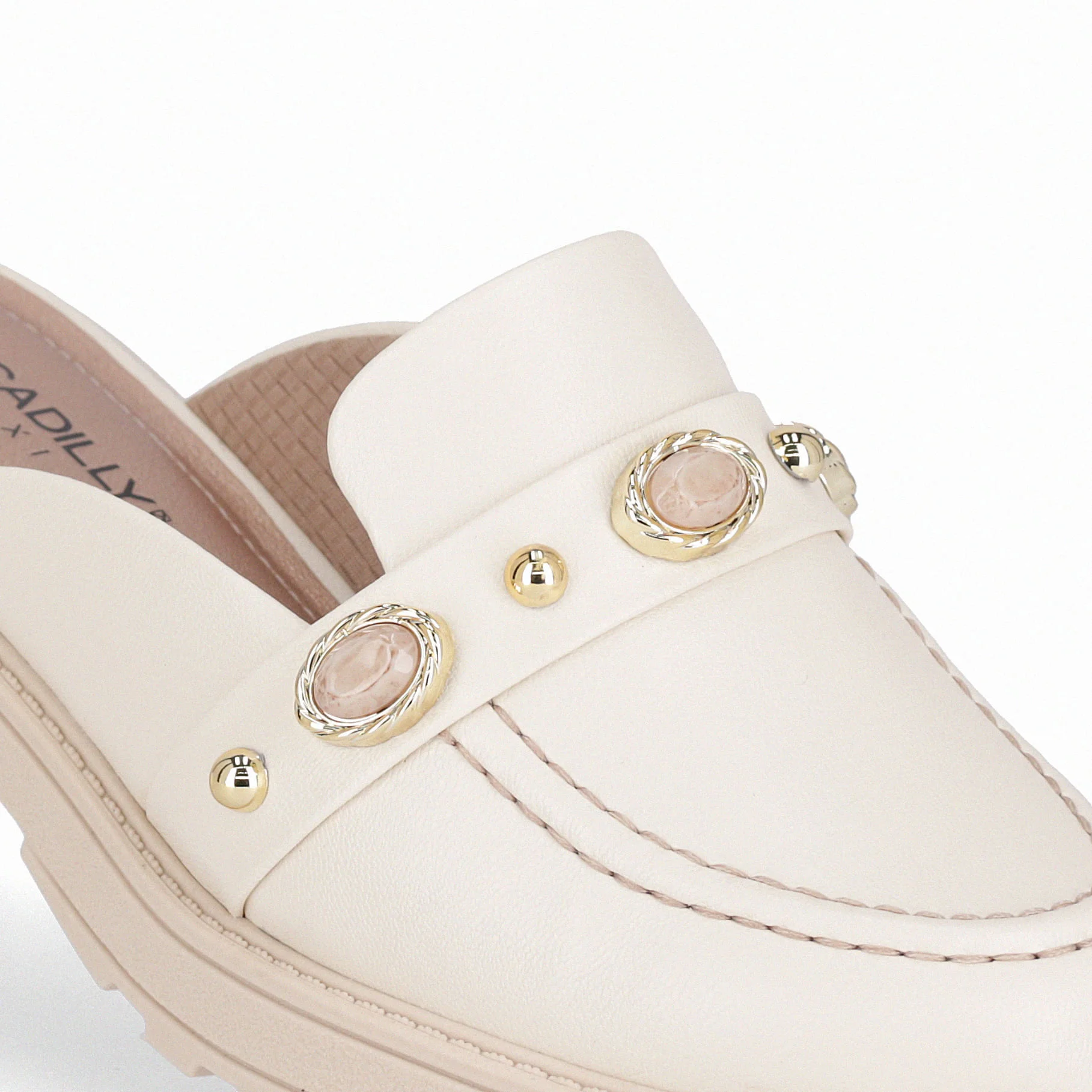 PICCADILLY MAXI - Sapato Mule Gisa Anabela Médio Off White Bege 3