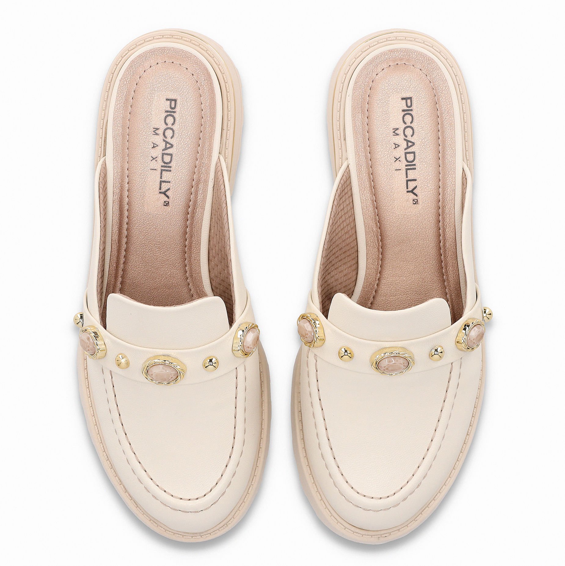 PICCADILLY MAXI - Sapato Mule Gisa Anabela Médio Off White Bege 5