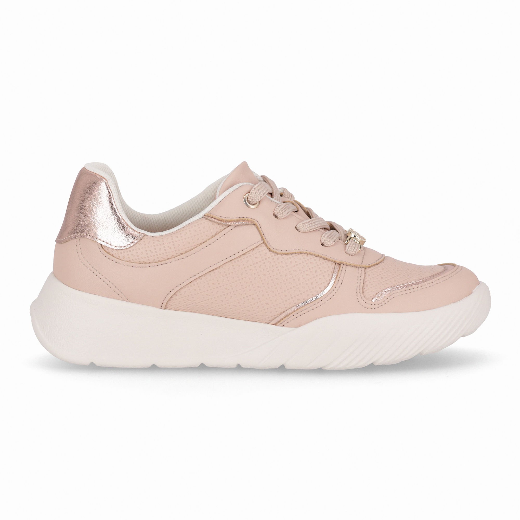 Tênis Fascite Anabela Médio Rose com Ouro Rosado