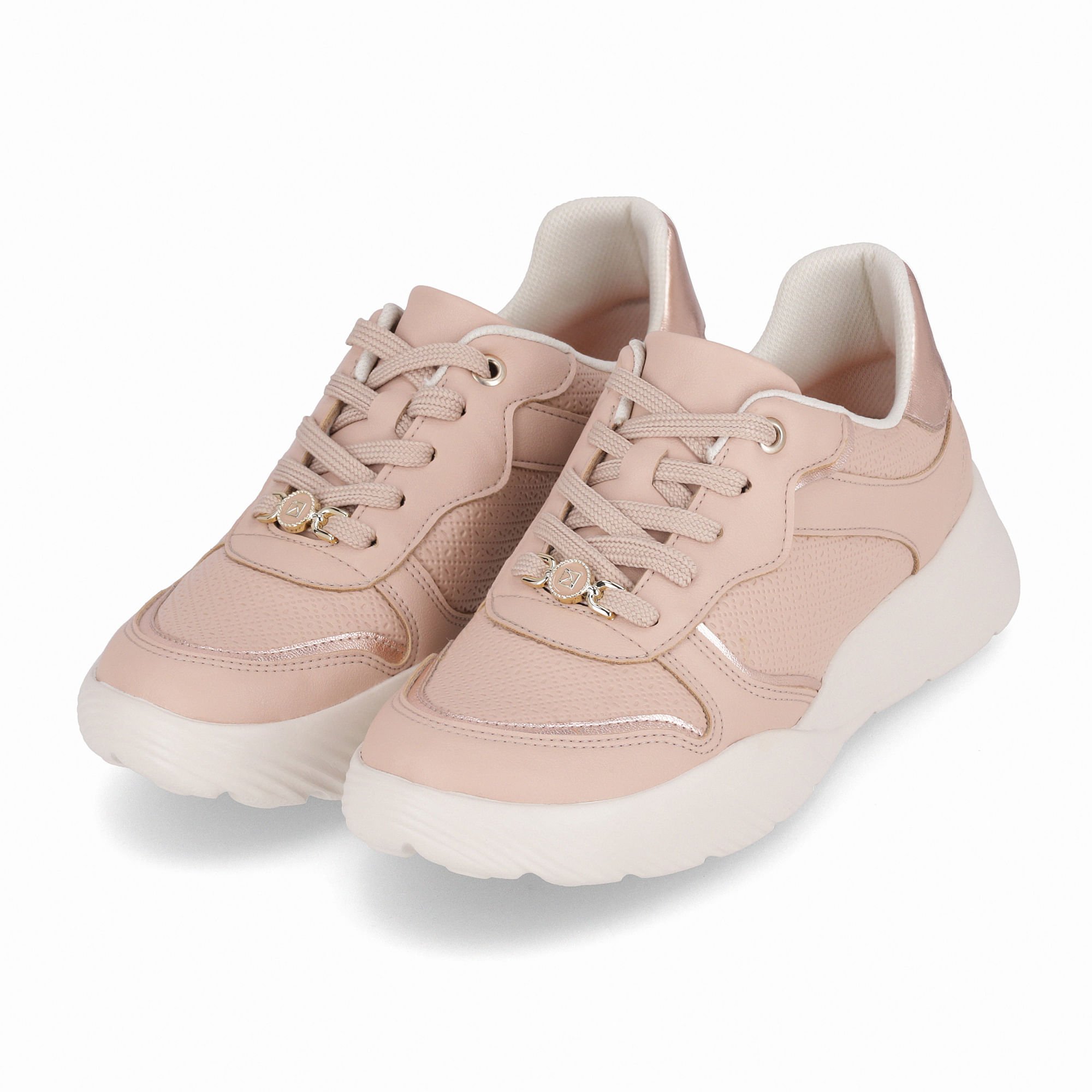 Tênis Fascite Anabela Médio Rose com Ouro Rosado Rosa 2