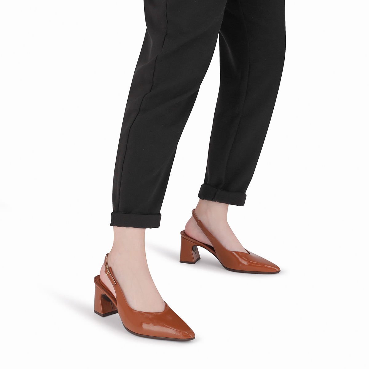 Sapato Slingback Irene Salto Alto Ocre Marrom 3