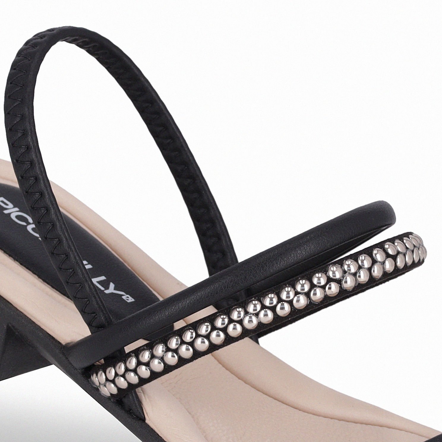 Sandália Taila Salto Baixo Preto com Ouro Preto 3