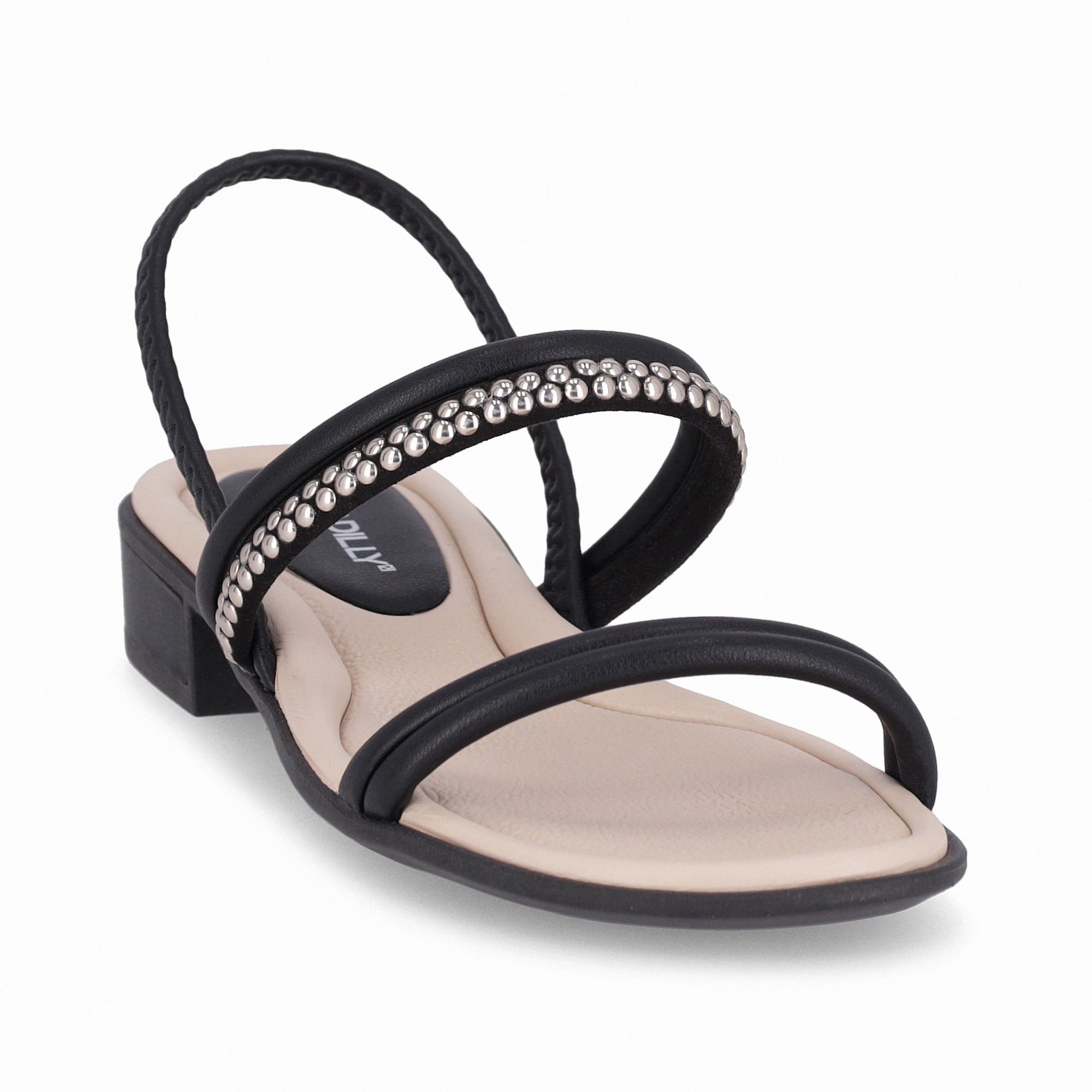 Sandália Taila Salto Baixo Preto com Ouro Preto 4