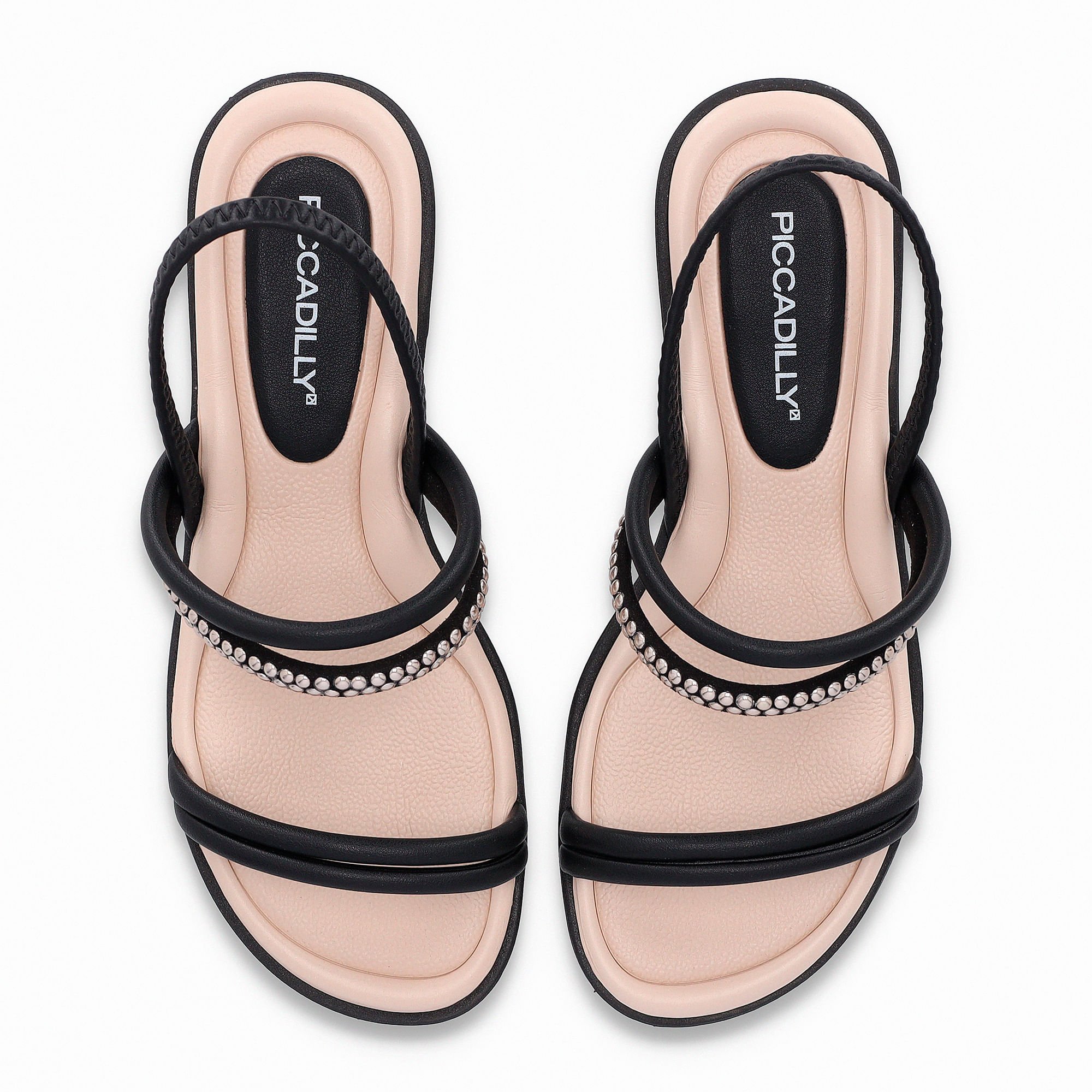 Sandália Taila Salto Baixo Preto com Ouro Preto 5