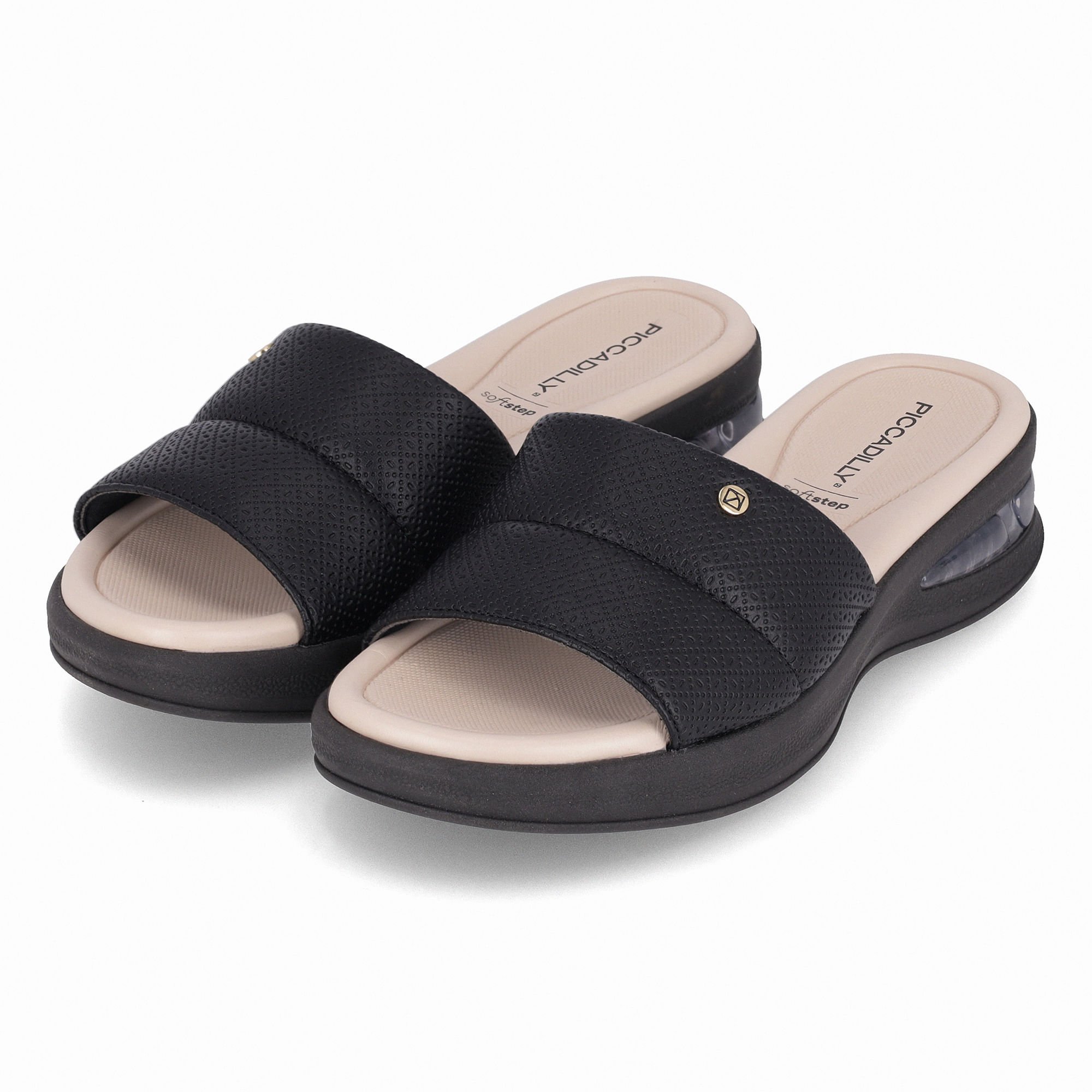 Tamanco SoftStep Anabela Médio Preto Preto 2