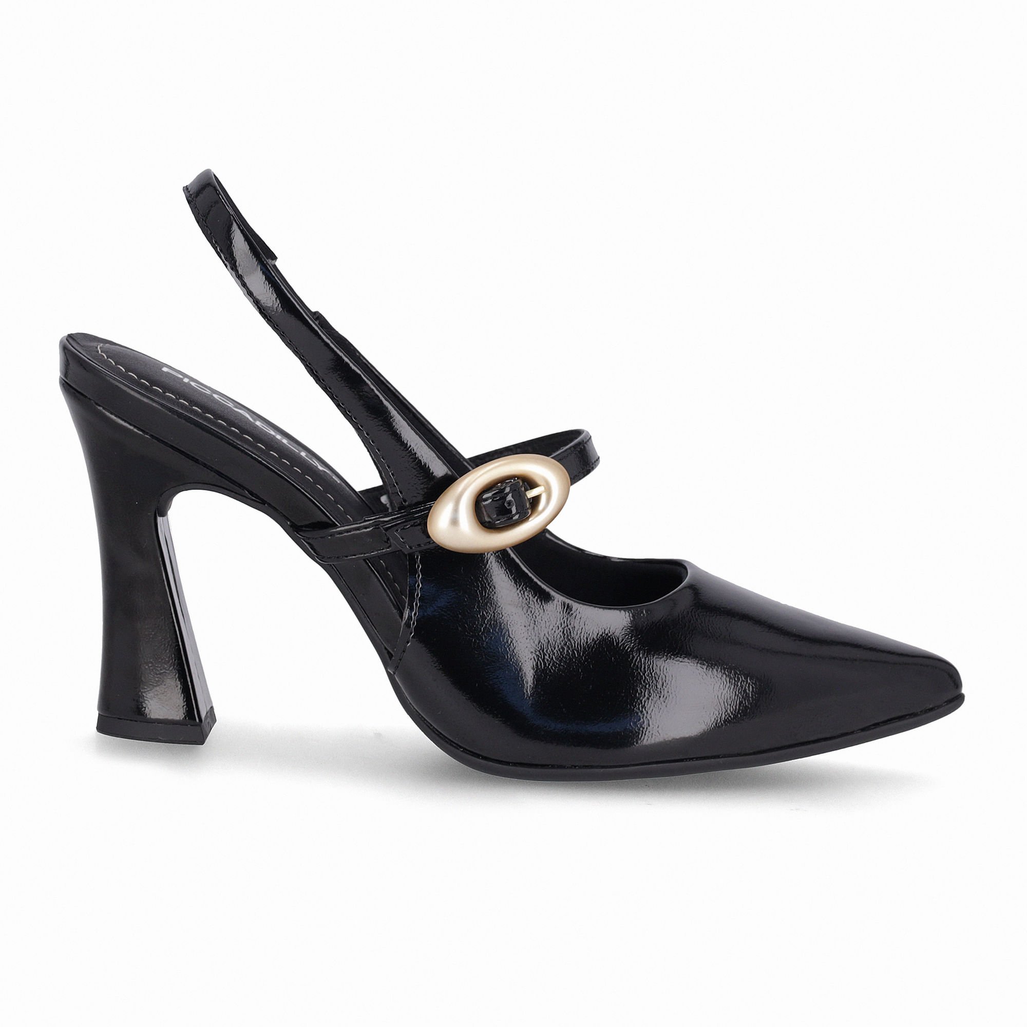 Sapato Slingback Silvana Salto Alto Preto