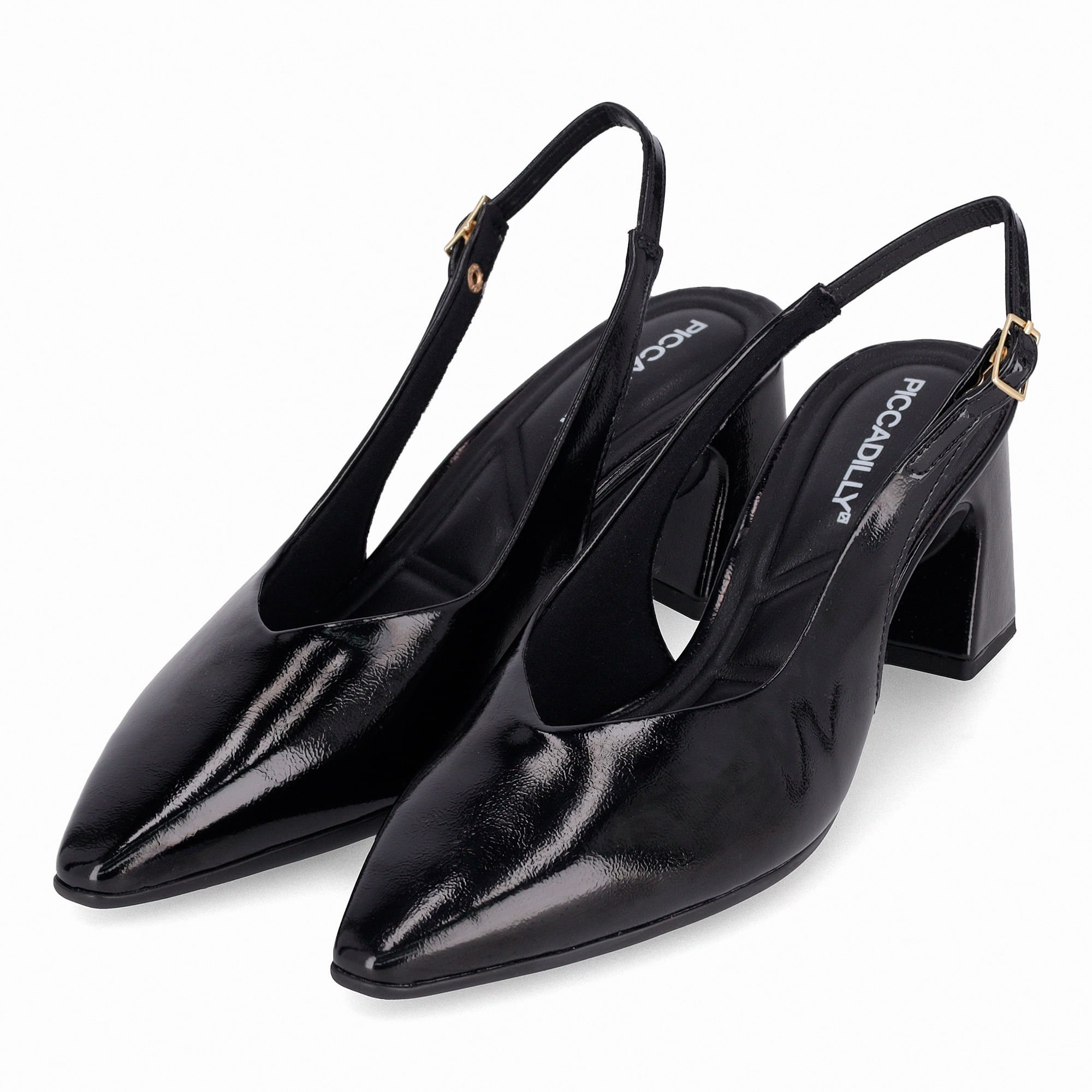 Sapato Slingback Irene Salto Alto Preto Preto 2