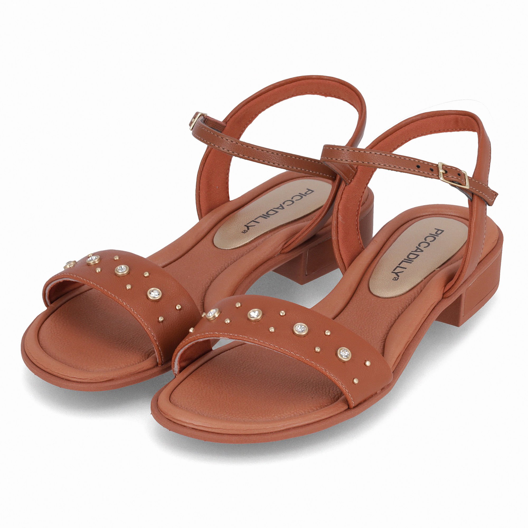 Sandália Taila Salto Baixo Ocre Marrom 2