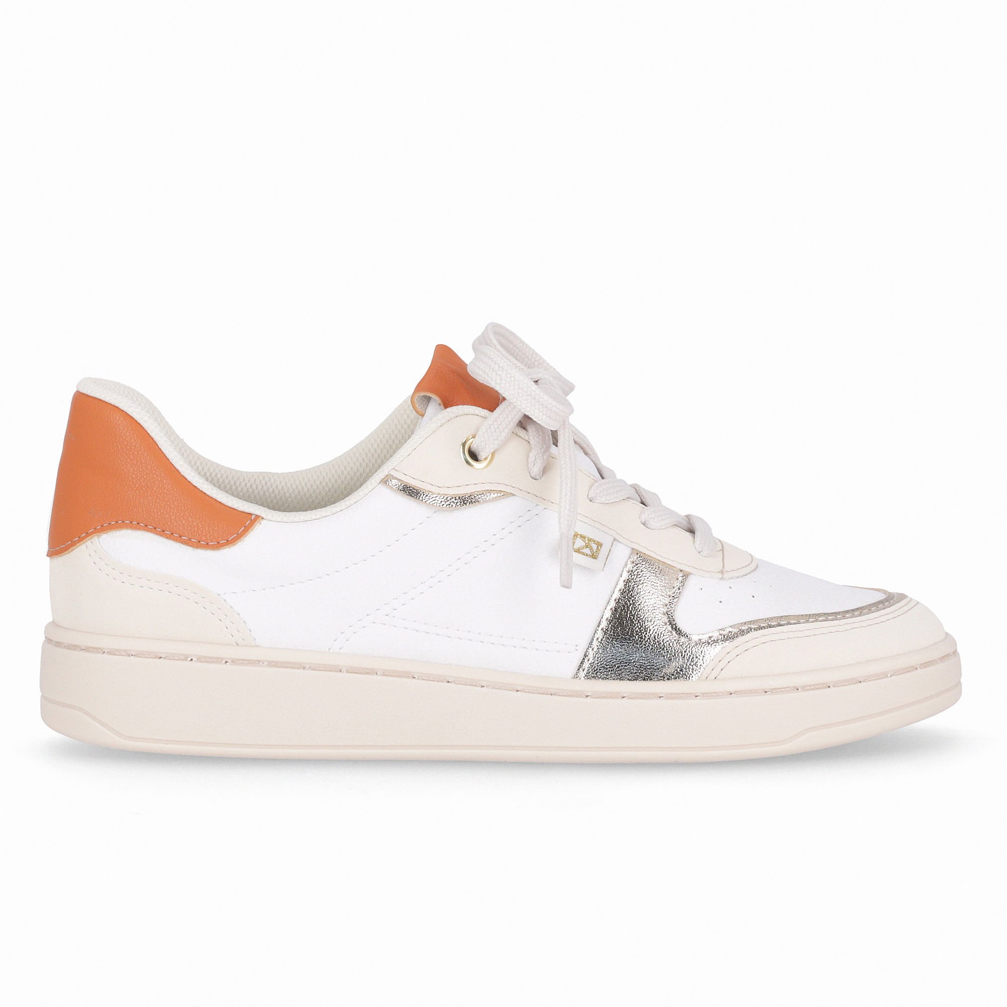 Tênis Beta Salto Baixo Branco Neve com Off White