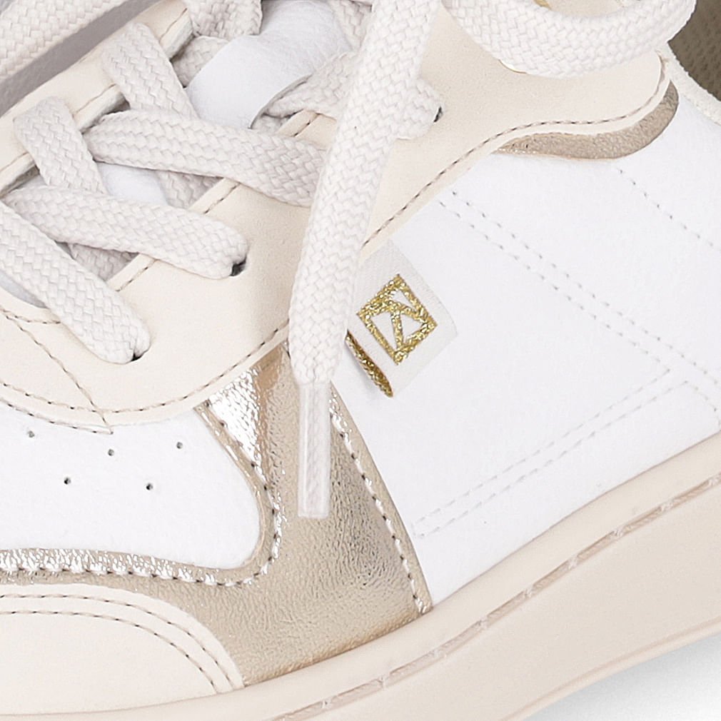 Tênis Beta Salto Baixo Branco Neve com Off White Branco/Laranja 4