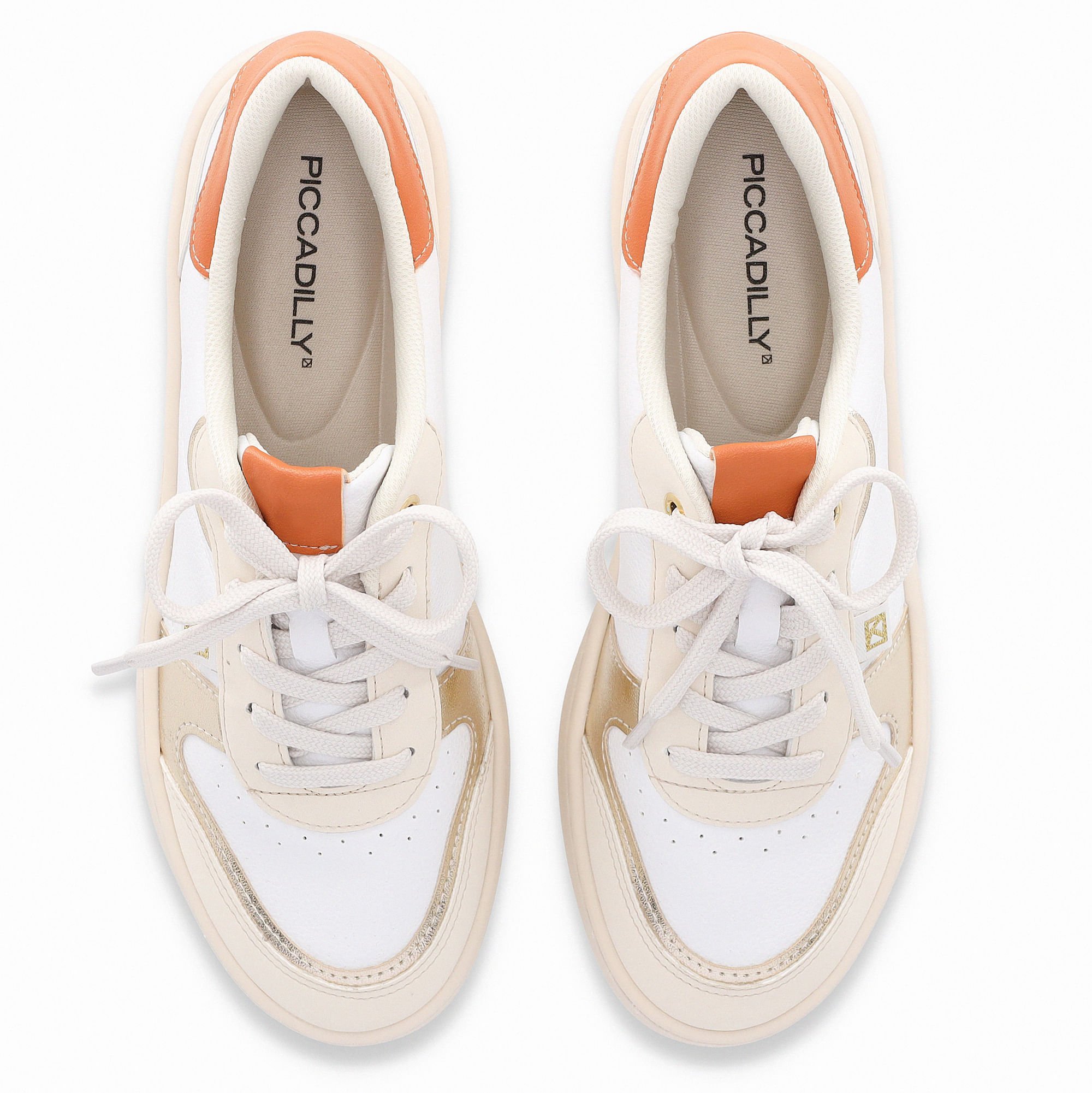 Tênis Beta Salto Baixo Branco Neve com Off White Branco/Laranja 6