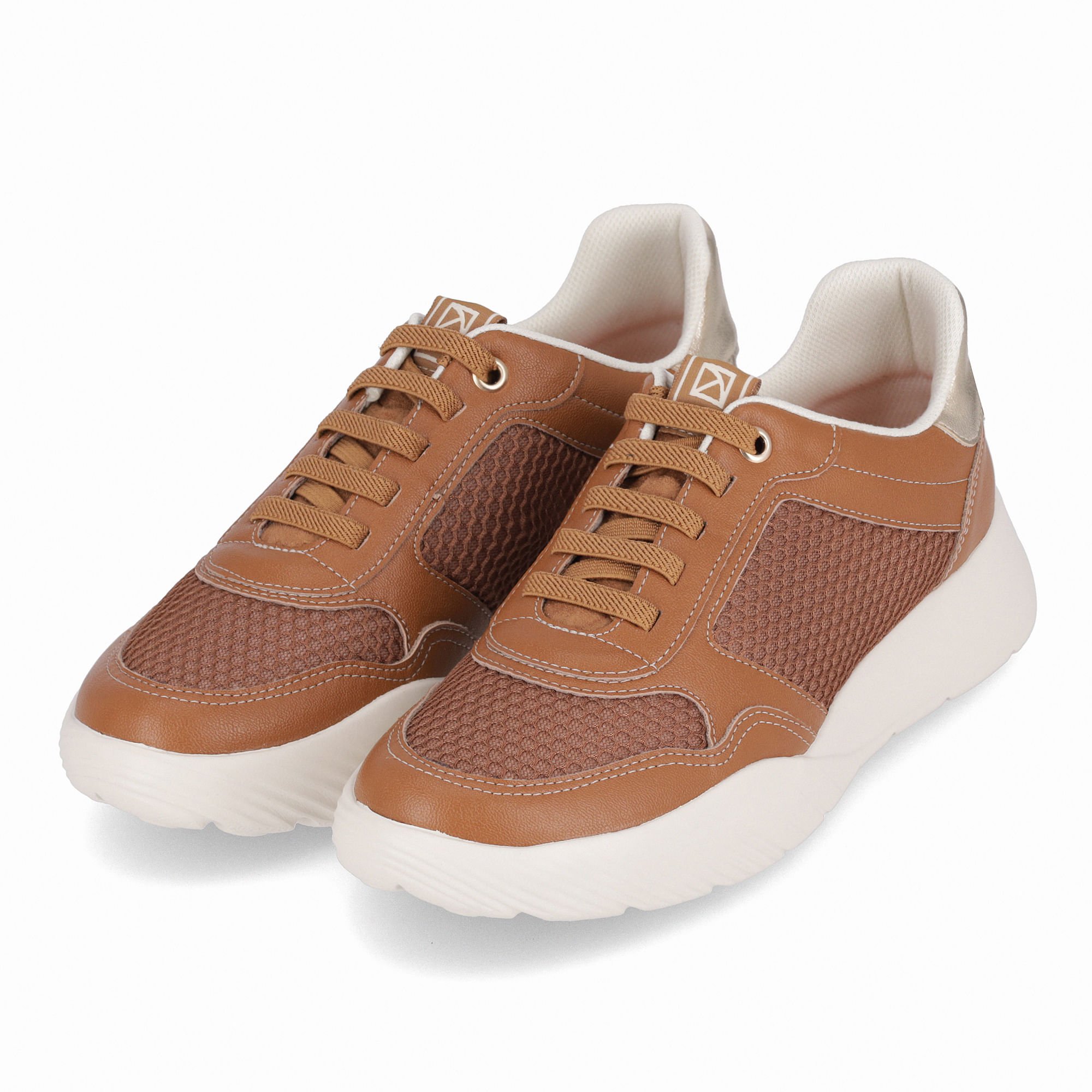 Tênis Fascite Anabela Médio Mascavo com Ouro Marrom 2