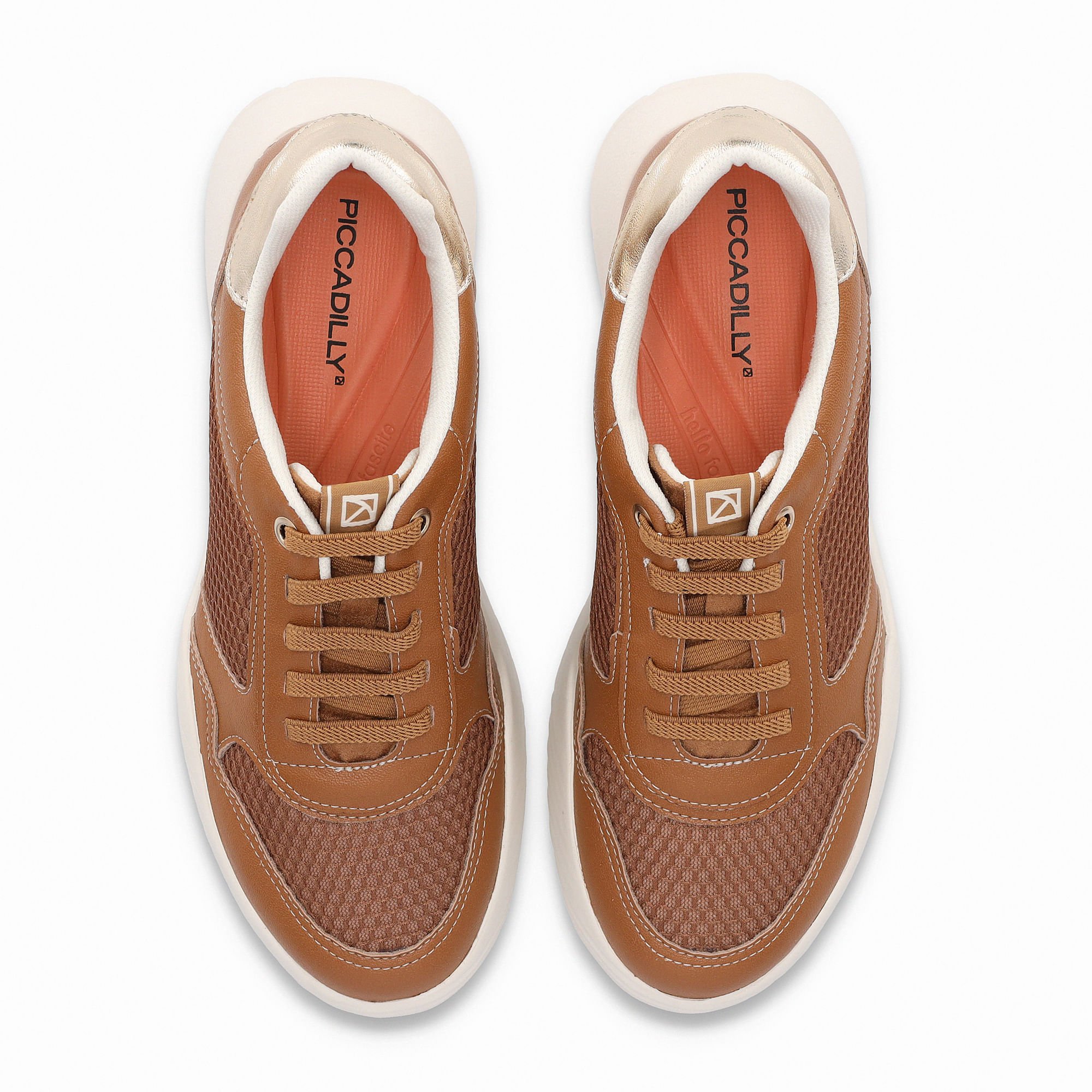 Tênis Fascite Anabela Médio Mascavo com Ouro Marrom 5