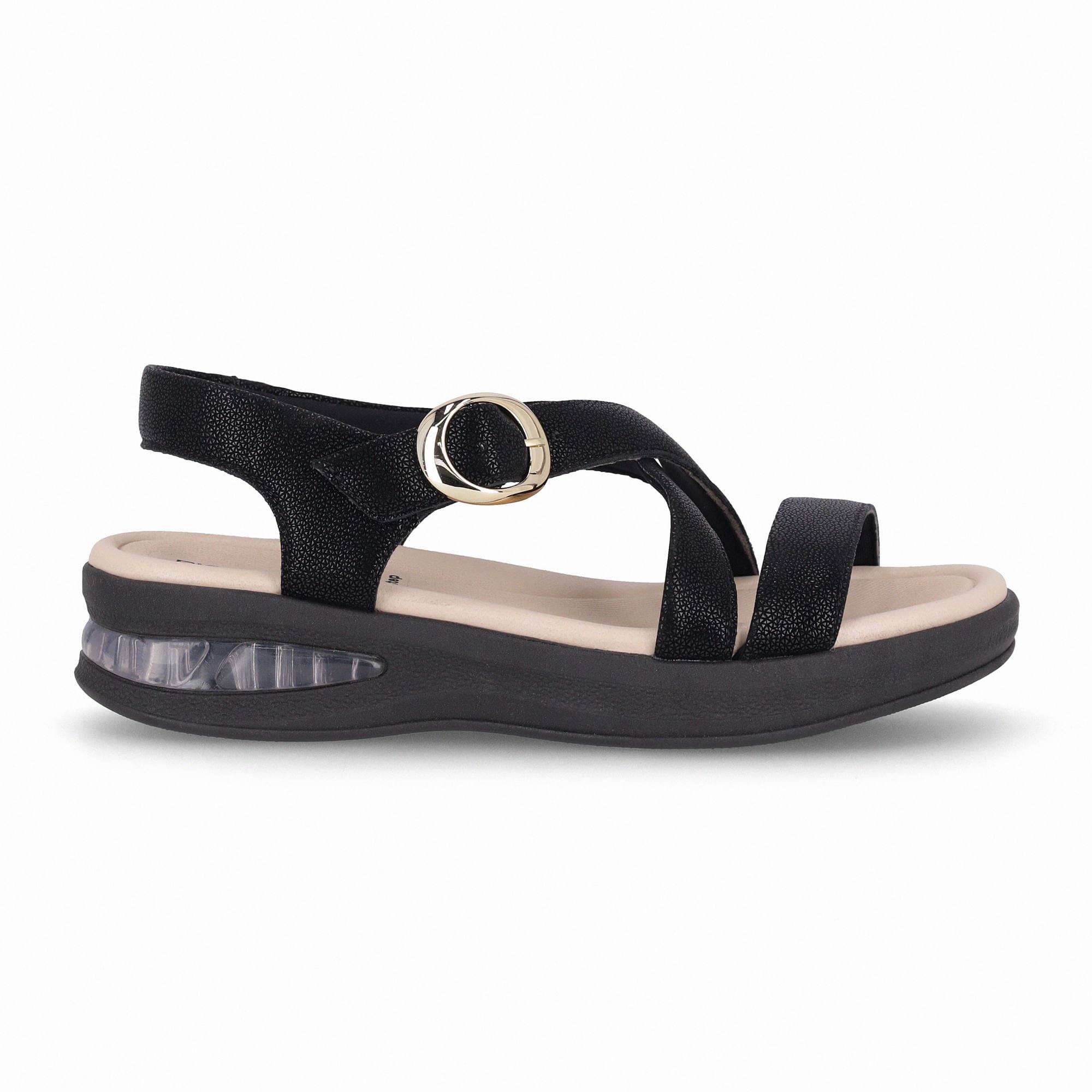 Sandália SoftStep Anabela Médio Preto Preto 1