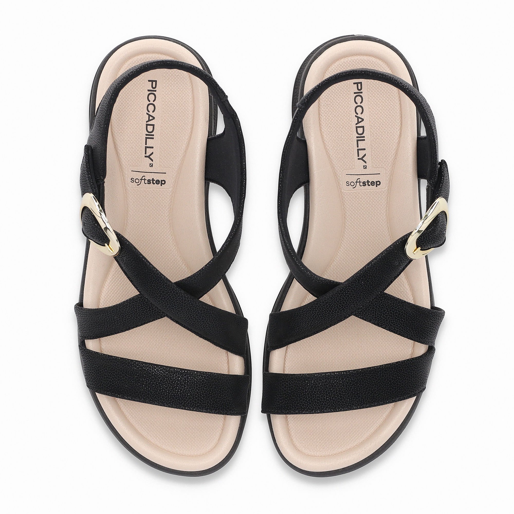 Sandália SoftStep Anabela Médio Preto Preto 5