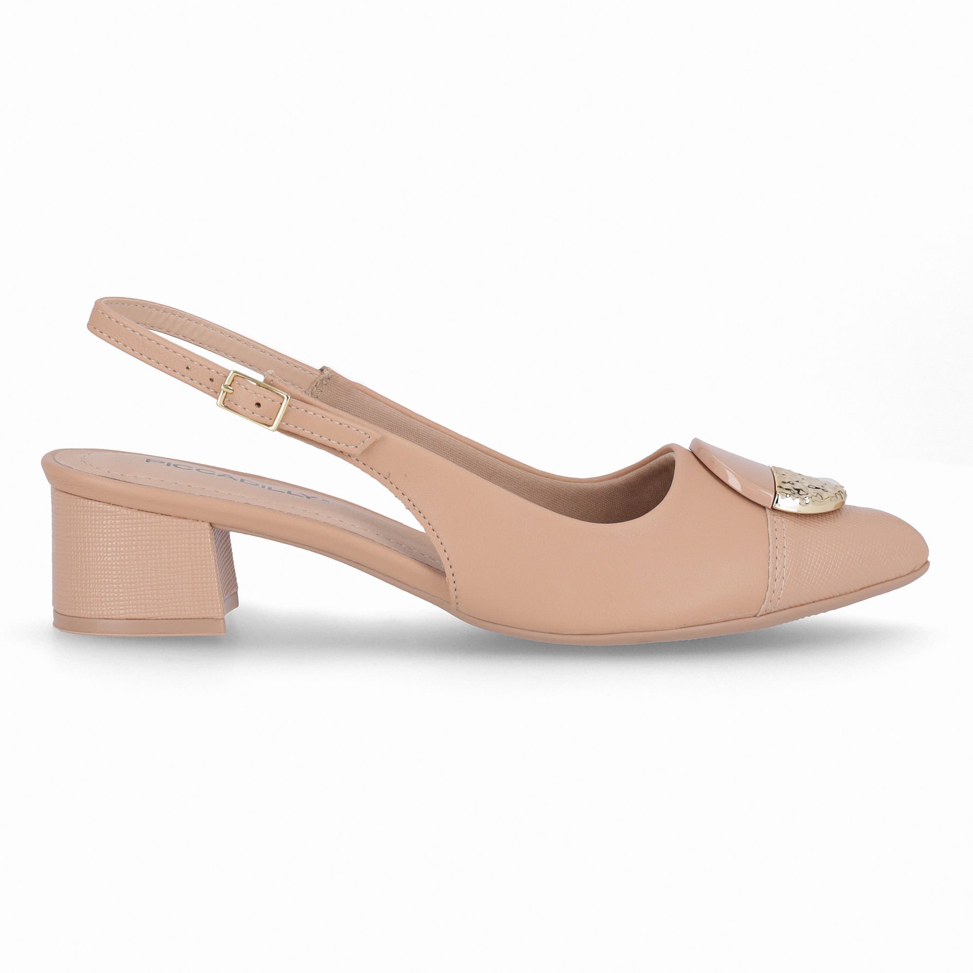 Sapato Slingback Taci Salto Médio Nude Claro