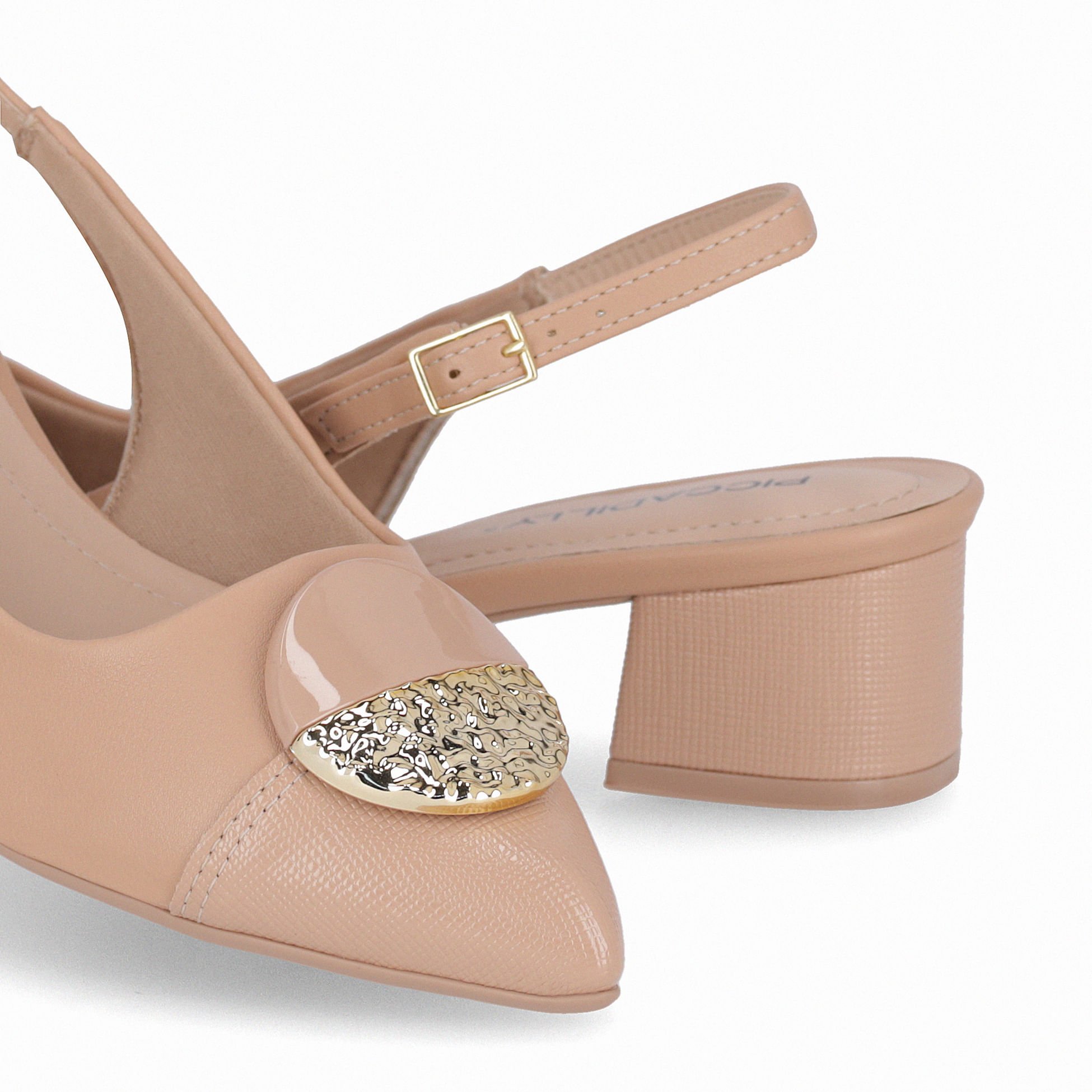 Sapato Slingback Taci Salto Médio Nude Claro Bege 3