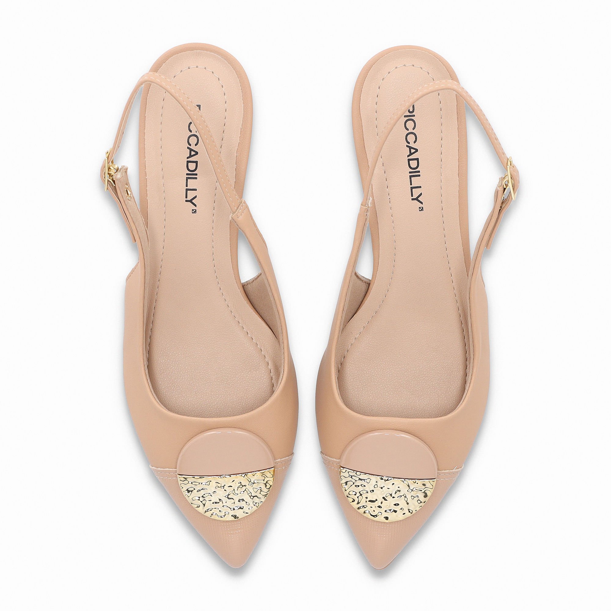 Sapato Slingback Taci Salto Médio Nude Claro Bege 5