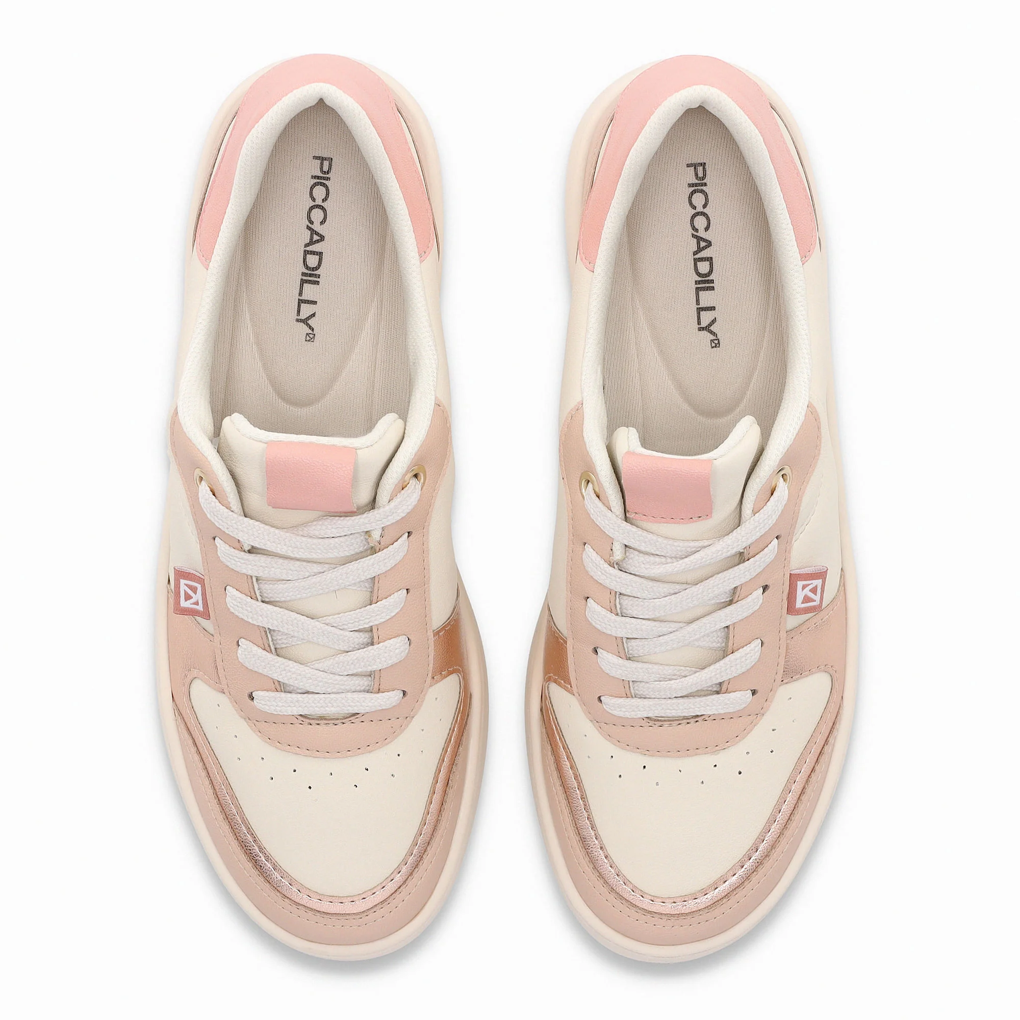 Tênis Beta Salto Baixo Off White com Rose Off White/Rosa 5