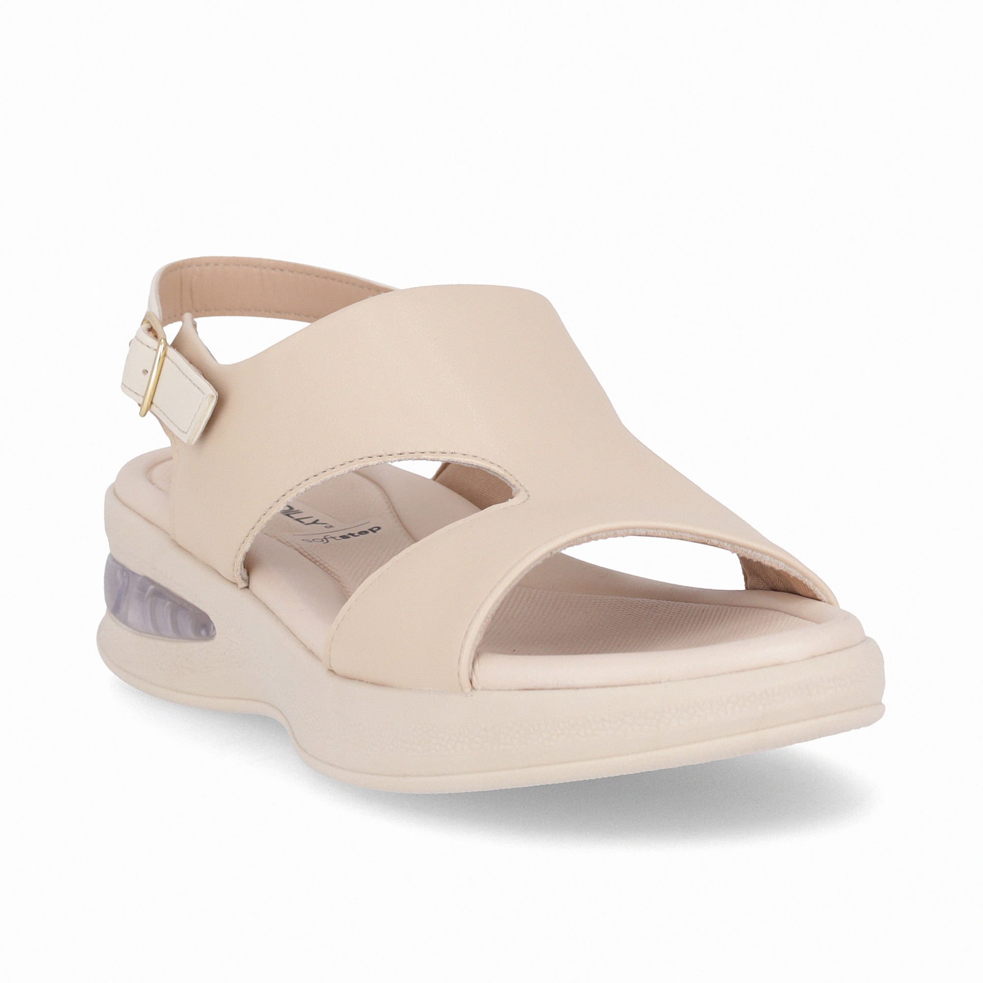Sandália SoftStep Anabela Médio Brule com Off White Bege 3